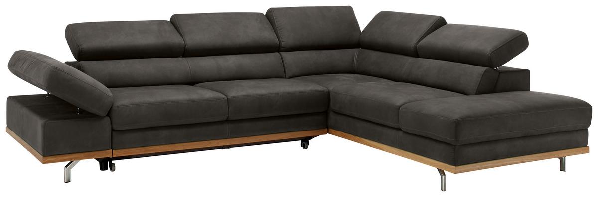 Wohnlandschaft Carmen Dunkelgrau - Chromfarben/Dunkelgrau, Konventionell, Holz/Textil (292/72/226cm) - Premium Living