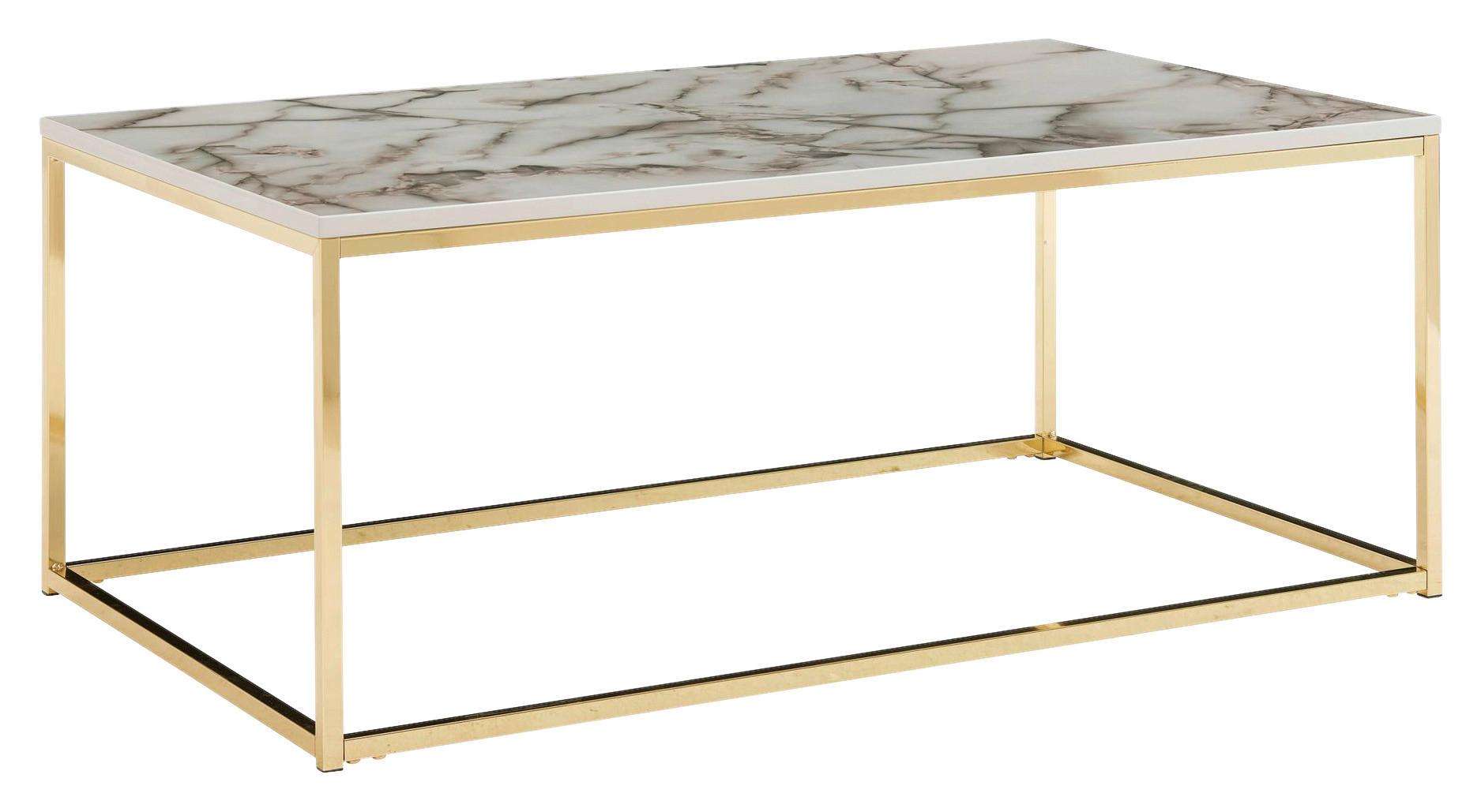 Klubska Miza Wohnling - zlate barve/bela, Moderno, kovina/leseni material (100/60/40cm) - MID.YOU