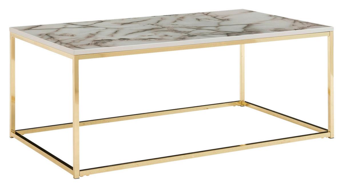 Klubska Miza Wohnling - zlate barve/bela, Moderno, kovina/leseni material (100/60/40cm) - MID.YOU