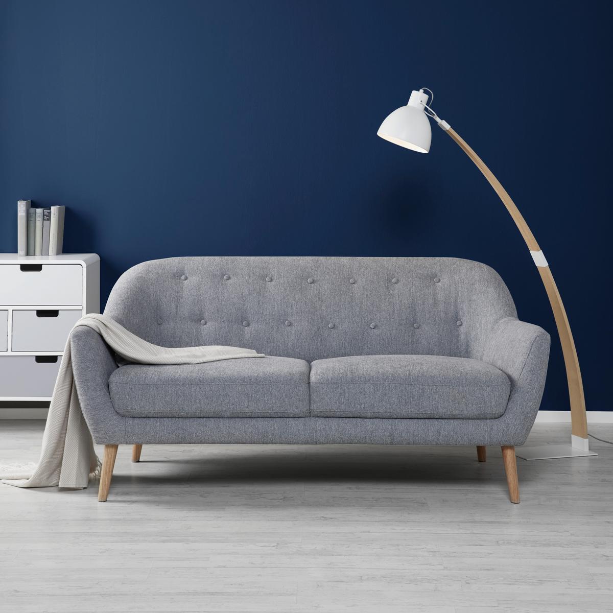 Sofa Anela ca. 168x79x84 cm Grau Webstoff - Naturfarben/Grau, MODERN, Holz/Textil (168/79/84cm) - Bessagi Home
