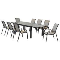 GARTENSET AMALFI - Graphitfarben/Braun, MODERN, Textil/Metall - Gardenson