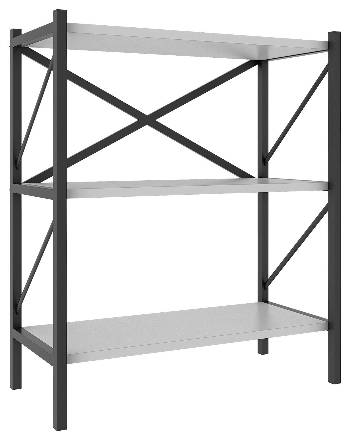 Regal Insasi, Bela - črna/bela, Moderno, kovina/leseni material (66/85/34cm) - MID.YOU