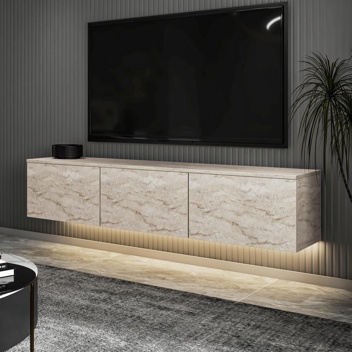 LOWBOARD NEON TV-MÖBEL - Beige, Design, Holzwerkstoff (160/35/32cm) - Livetastic