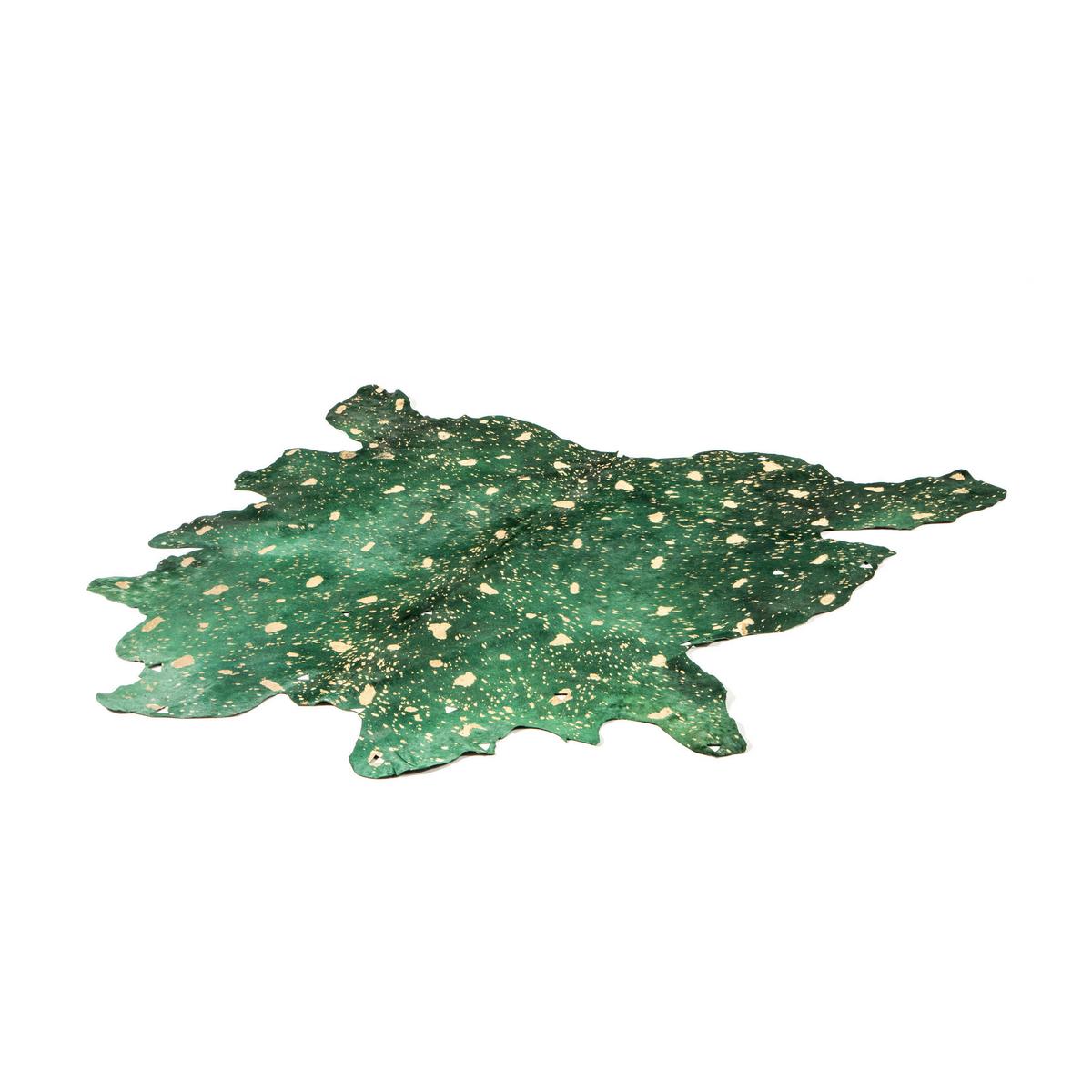 FLACHWEBETEPPICH FLY 110 FLASCHENGRÜN / GOLD - Dunkelgrün/Goldfarben, Konventionell, Leder (1.35qm) - Kayoom