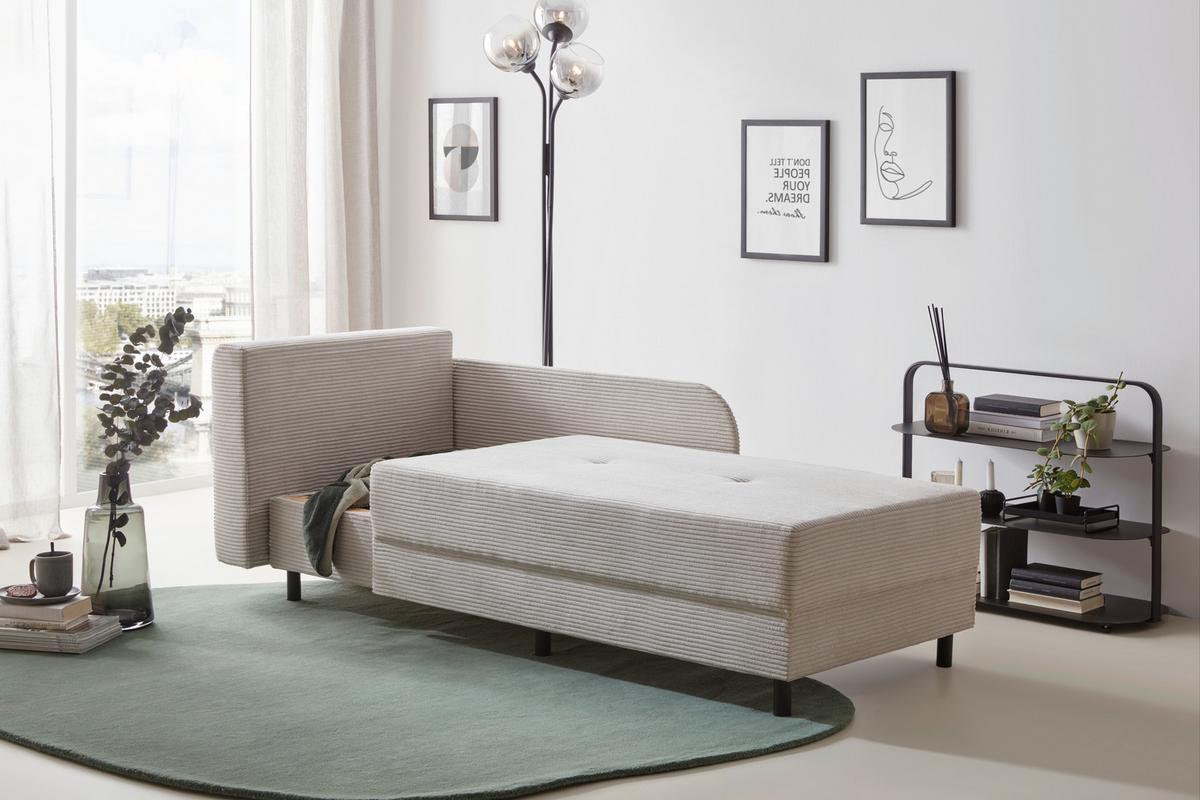 Liege Nova in Perlmutt - Perlmutt/Schwarz, MODERN, Holz/Textil (85/62/145cm) - Mömax