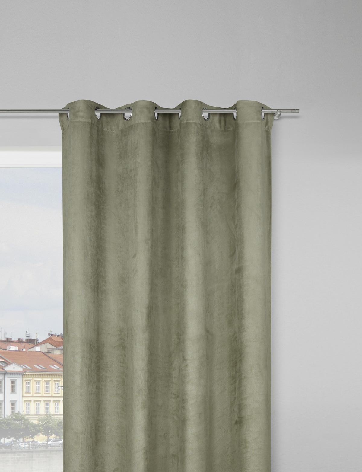 Ringlis Készfüggöny Velours 140/245 - zöld, Konventionell, textil (140/245cm) - Modern Living