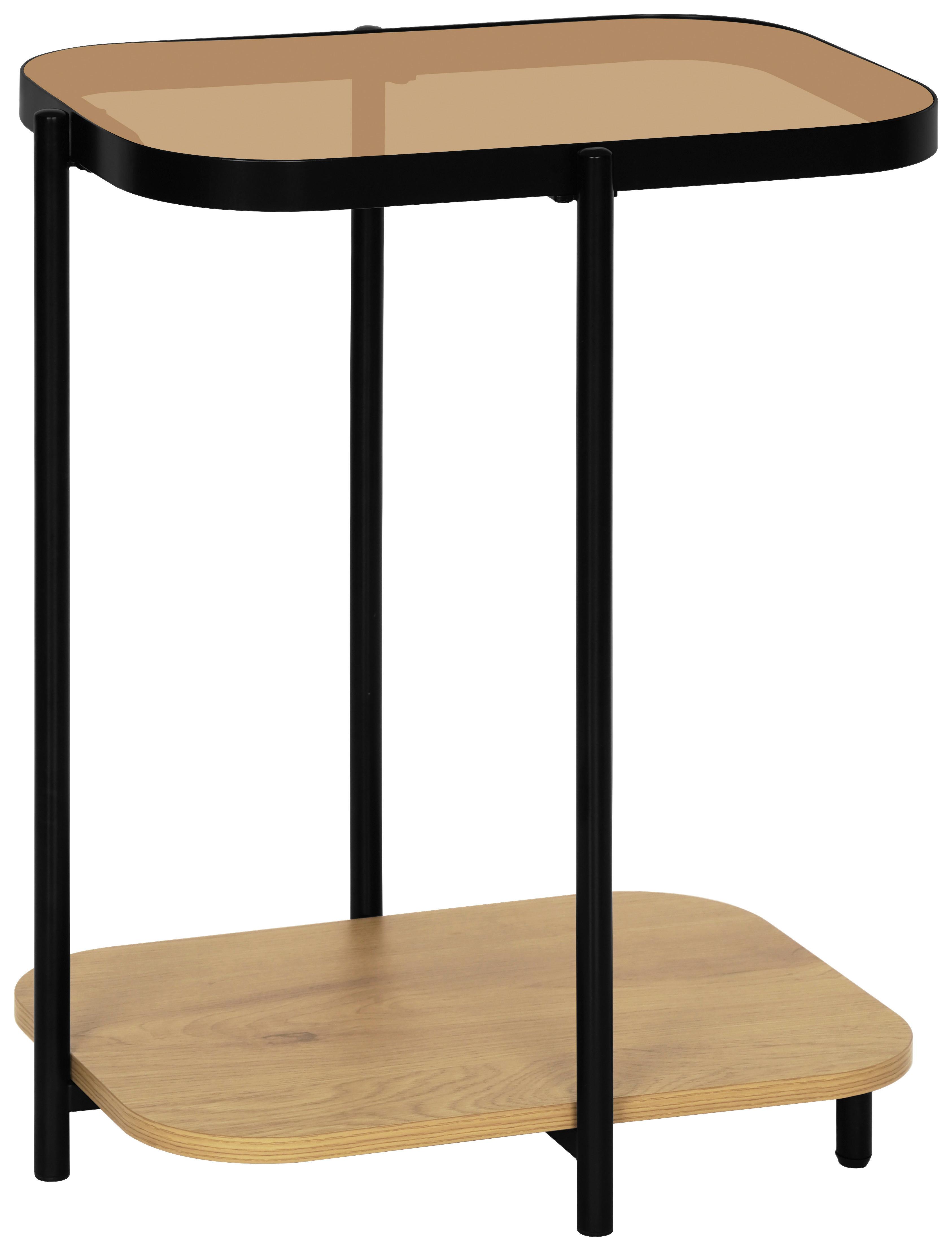 Măsuță de cafea LINEA - culoare natur/negru, Modern, sticlă/metal (49/60/37cm) - Modern Living