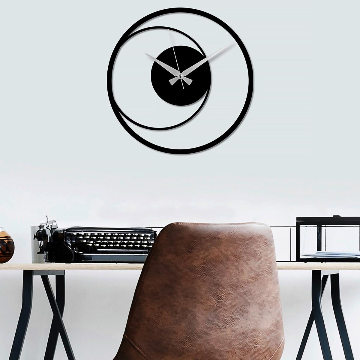 ZEGAR ŚCIENNY CIRCLE 15 - czarny, Lifestyle, metal (49/49/0,15cm)