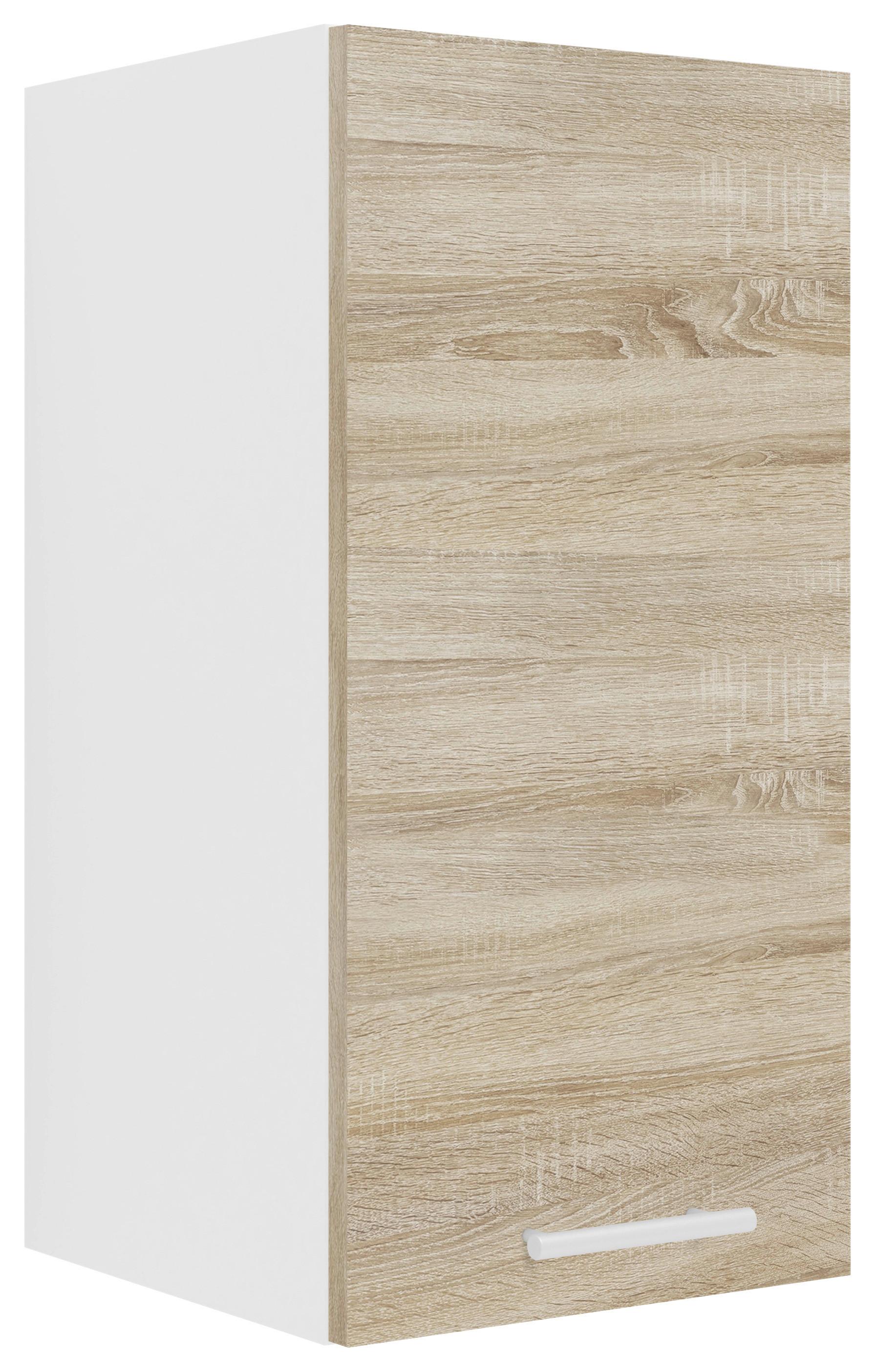 Kuhinjska Zgornja Omarica Esilo, Hrast, Bela - bela/barve aluminija, Konvencionalno, kovina/leseni material (30/60/31cm) - MID.YOU