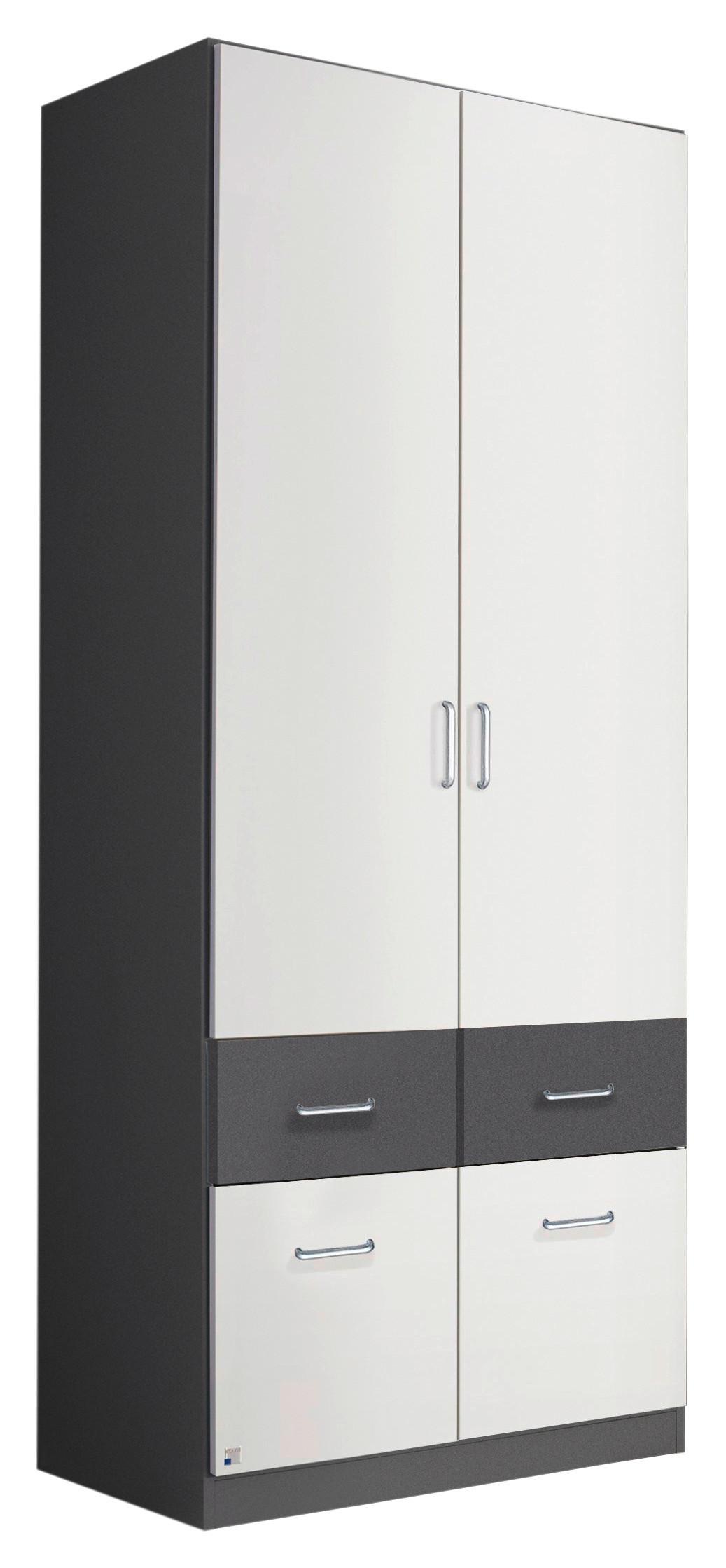 Omara Za Oblačila Aalen, Bela, Siva, Š. 91 Cm - siva/bela, Konvencionalno, umetna masa/leseni material (91/197/54cm)
