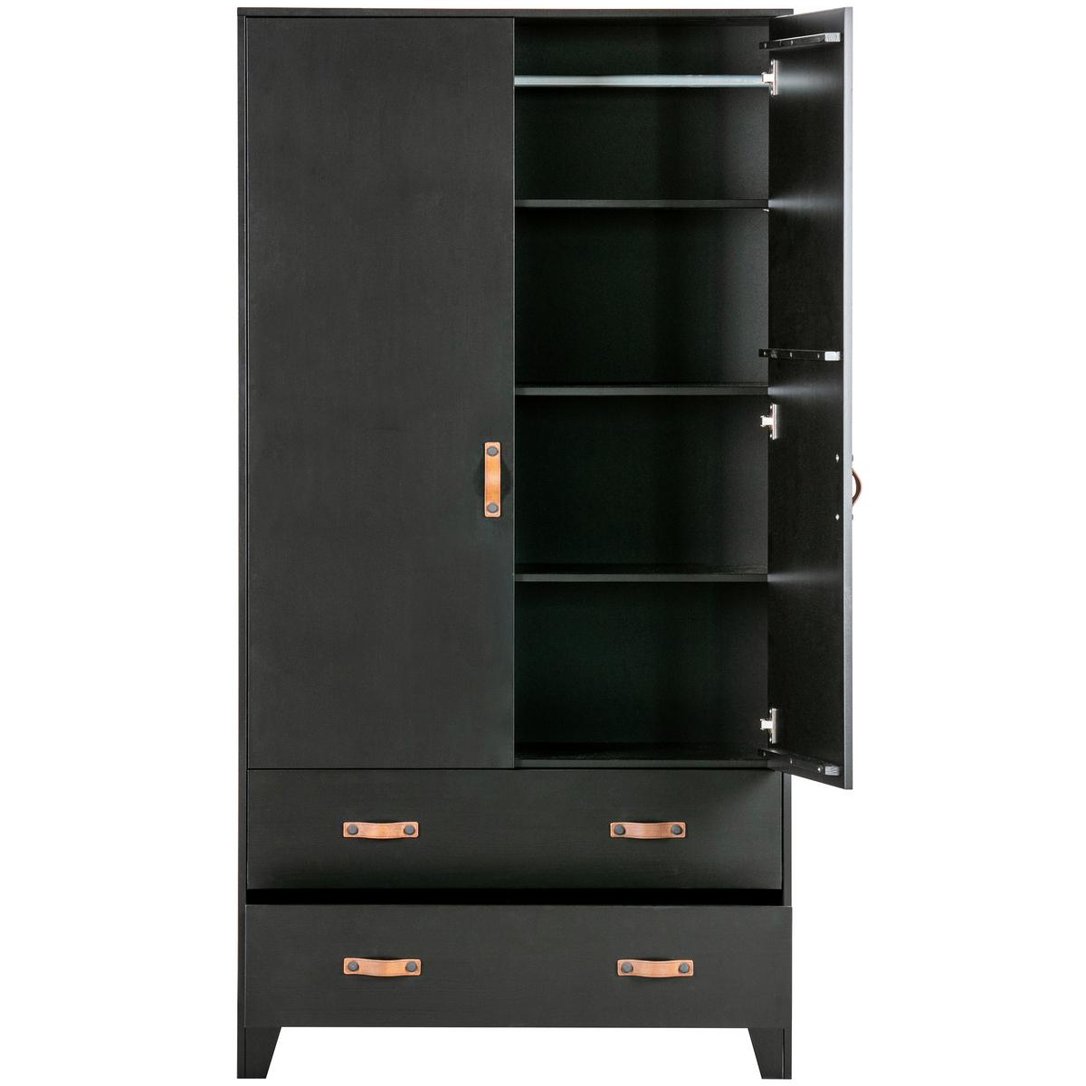 Drehtürenschrank Dian Schwarz - Schwarz, Basics, Holz (94/180/40cm) - MID.YOU