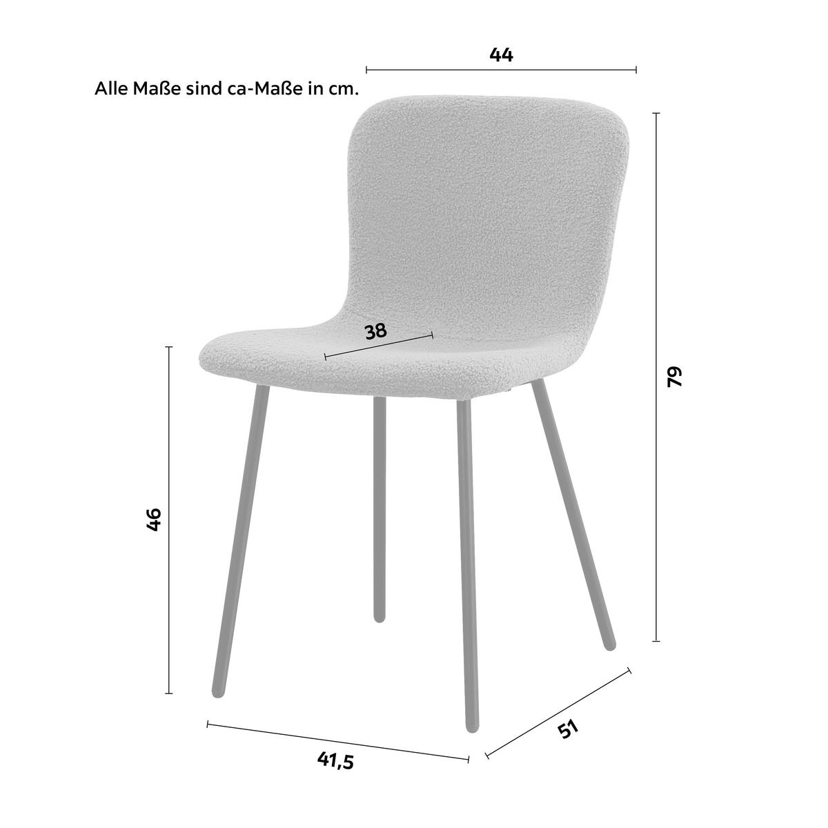 Stuhl Teddy in Mintgrün/Schwarz - Schwarz/Mintgrün, Design, Textil/Metall (44/79/51cm) - Mömax