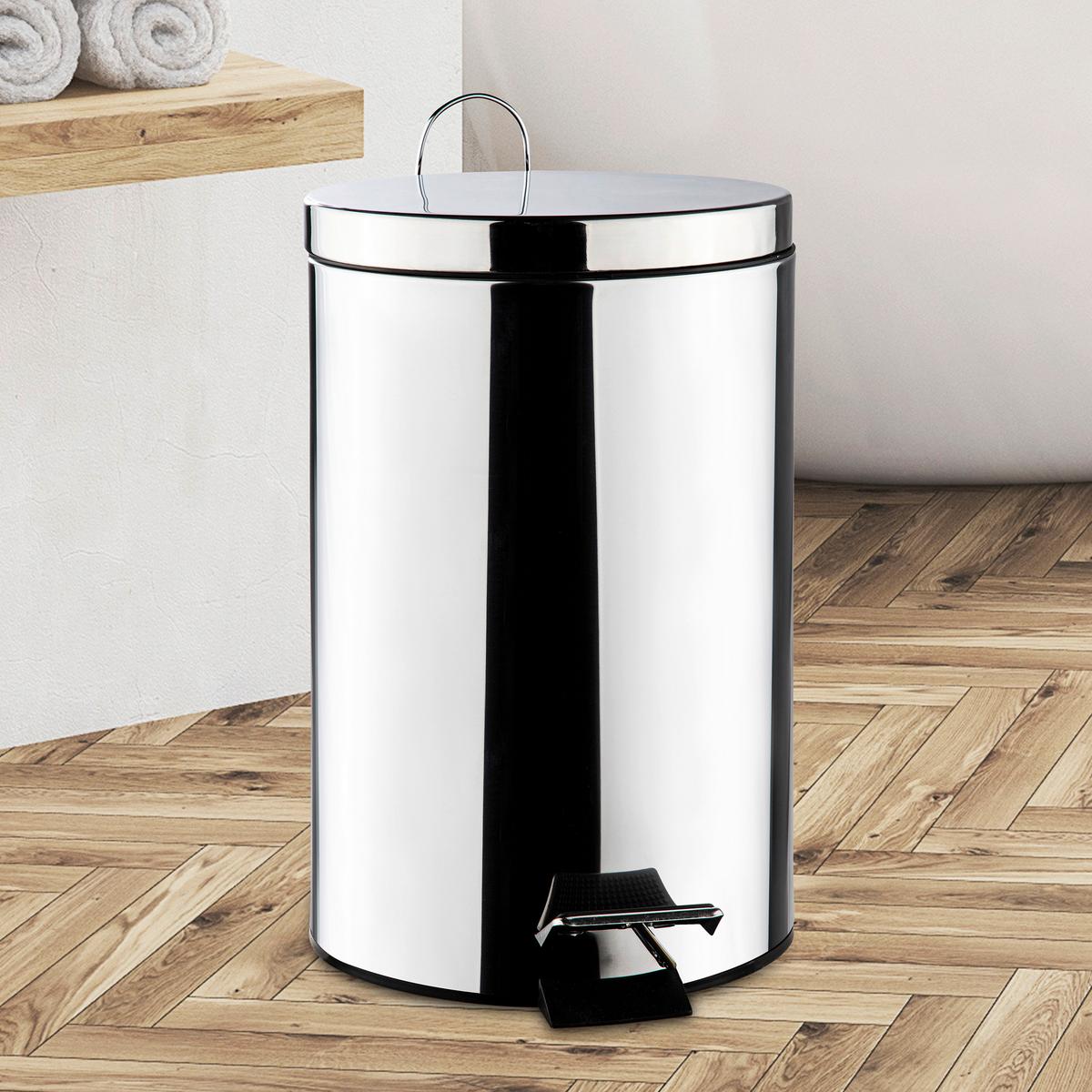 KOSZ NA ŚMIECI Z PEDAŁEM 39000 - kolor srebrny, Basics, metal (25/40/25cm)