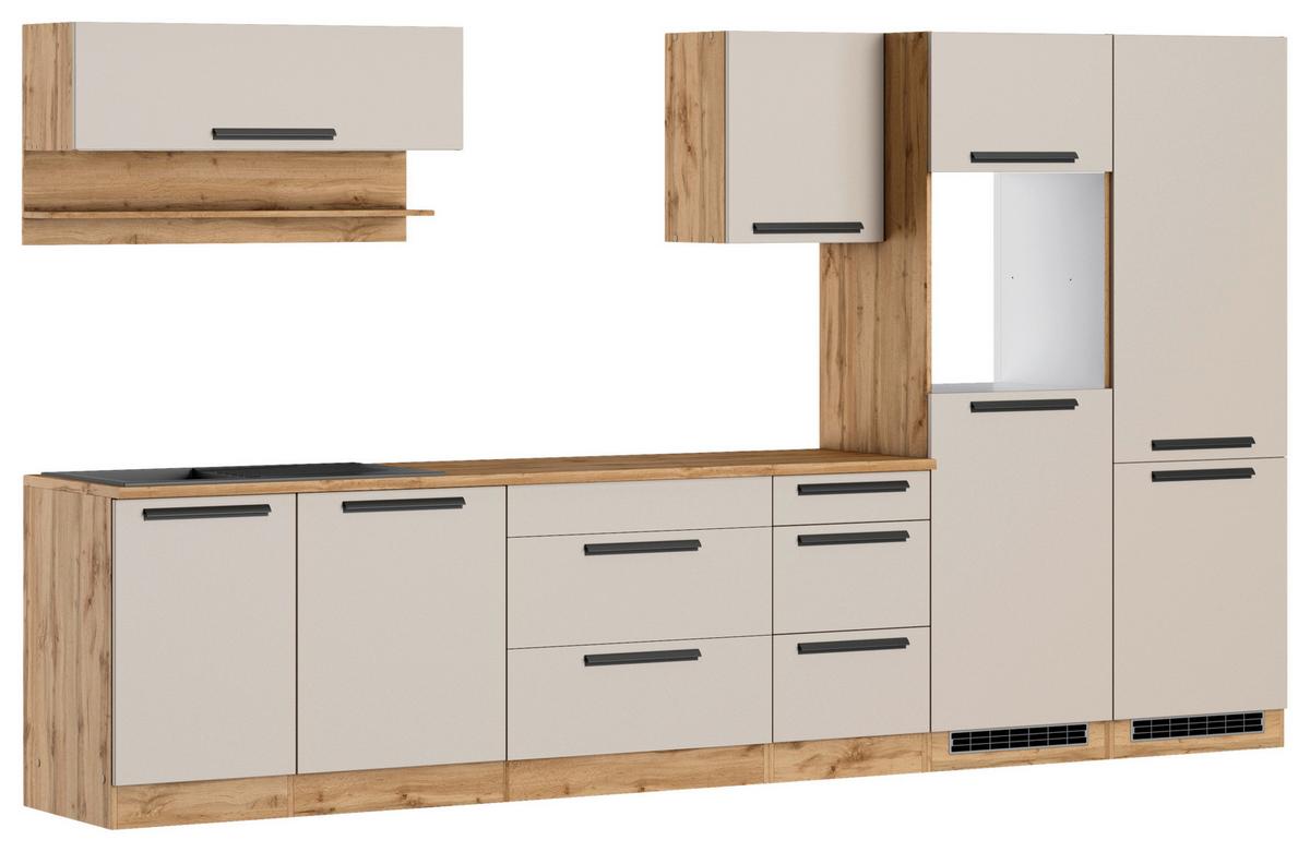 Küchenleerblock Aveiro o. Geräte Kaschmir - Kaschmir/Eiche Wotan, Trend, Holzwerkstoff/Metall (360cm) - Held