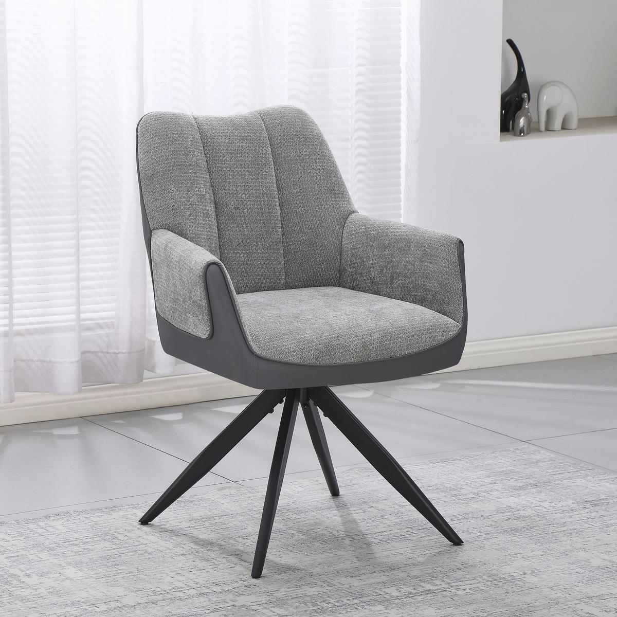 Naslanjač Caro, Siva - siva/črna, Trend, kovina/tekstil (66/87/62cm)