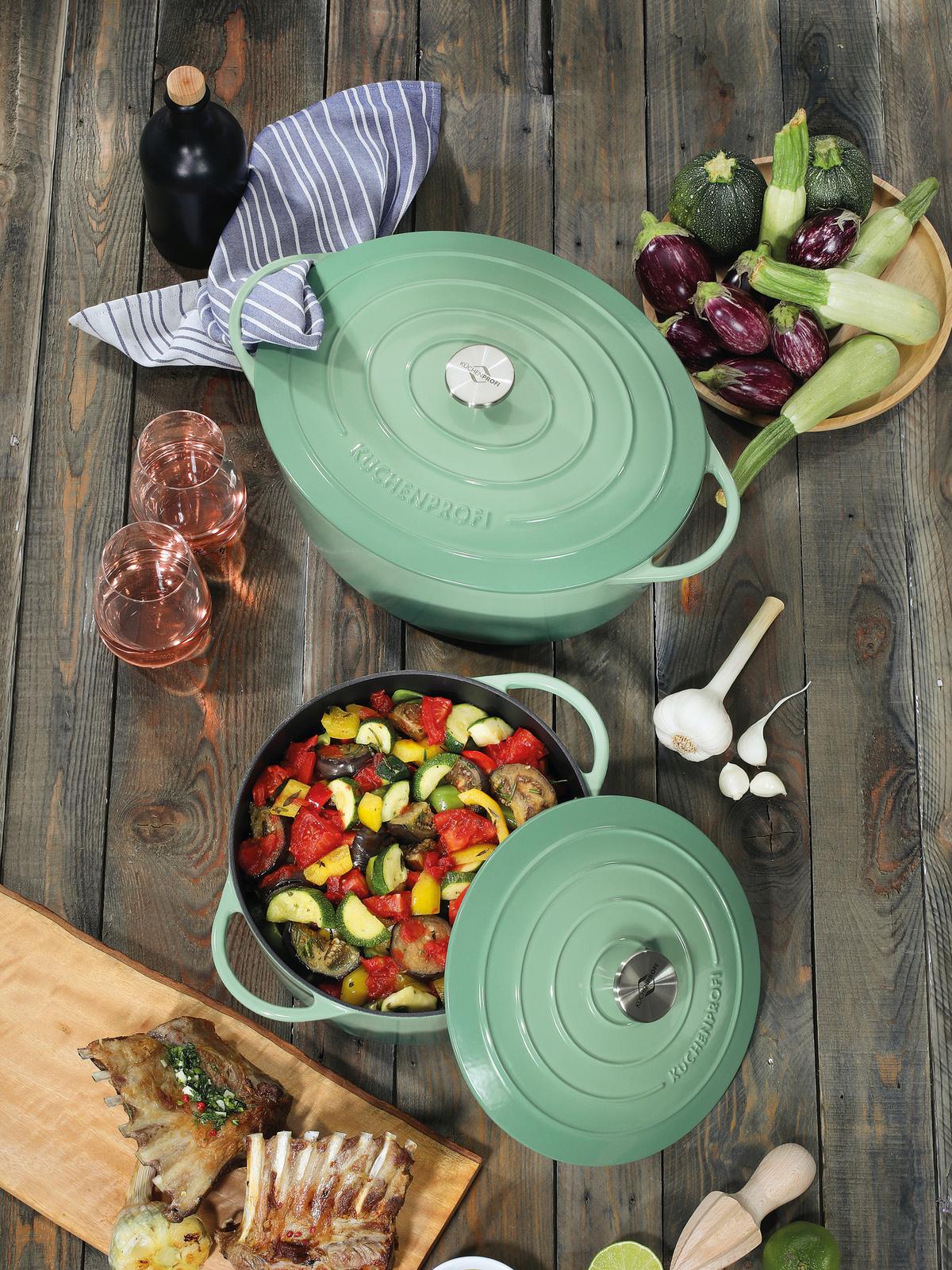 GARNEK DO ZAPIEKANIA 0402000333 - jadeitowa zieleń, Basics, metal (38,6/26cm) - KÜCHENPROFI