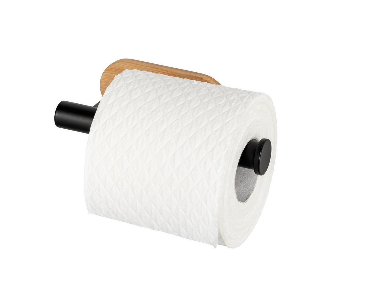 Suport hârtie igienică Orea Bamboo - culoare natur/negru, Modern, lemn/metal (16/4,5/8cm) - Wenko