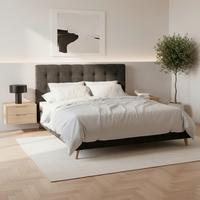 Polsterbett Ronja ca. 180x200 cm Schwarz - Schwarz/Naturfarben, Modern, Holz/Textil (180/200cm) - Bessagi Home