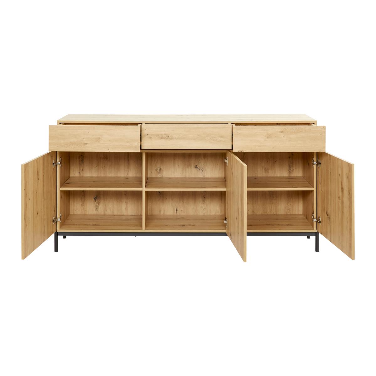 Sideboard Jasmina Eichefarben/ Schwarz MDF - Eichefarben/Schwarz, MODERN, Holz/Metall (175/90/41,5cm) - Bessagi Home