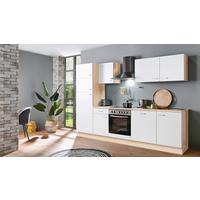 Menke Küchenblock Classic Weiß/Eiche ca. 280 cm - Silberfarben/Weiß, KONVENTIONELL, Holzwerkstoff/Kunststoff (280cm) - Menke