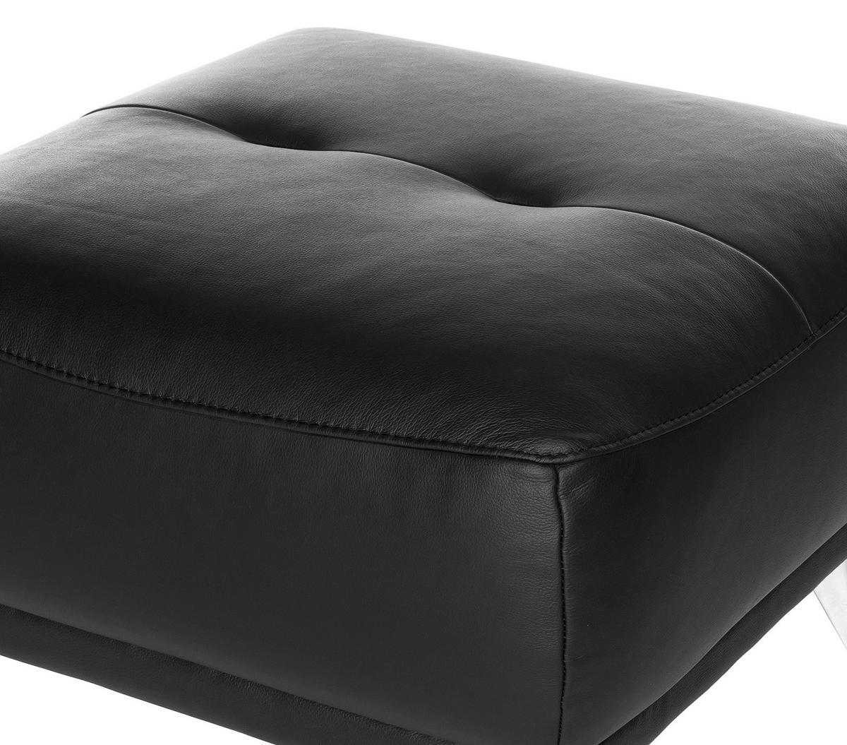 Hocker "Frisco" , schwarz - Chromfarben/Schwarz, MODERN, Textil/Metall (65/46/65cm) - MID.YOU
