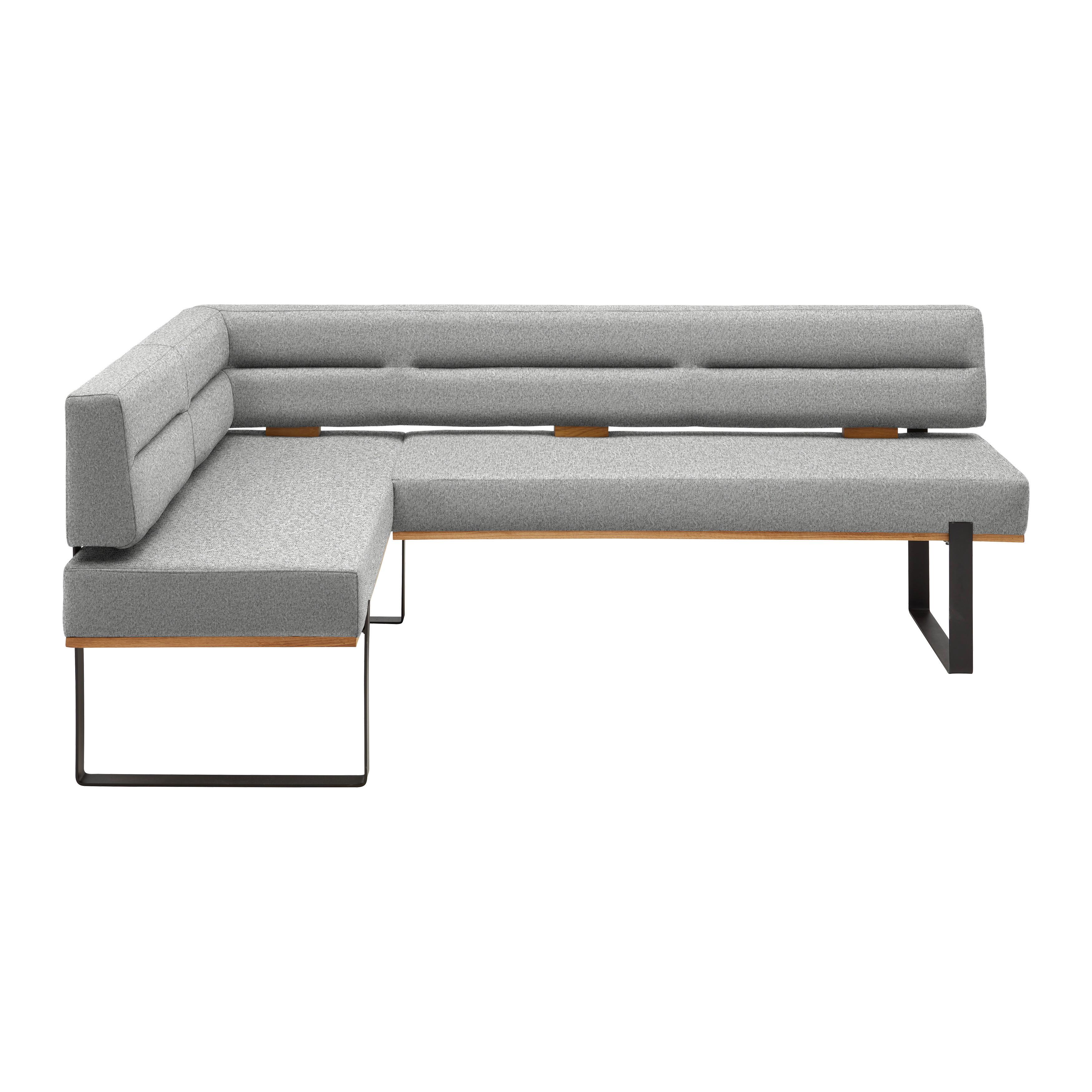 Eckbank Canon RE. in Hellgrau - Hellgrau/Schwarz, KONVENTIONELL, Holz/Textil (160/85/220cm) - Based