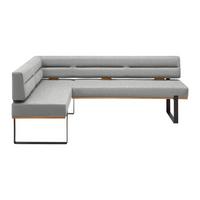 Eckbank Canon RE. in Hellgrau - Hellgrau/Schwarz, KONVENTIONELL, Holz/Textil (160/85/220cm) - Based
