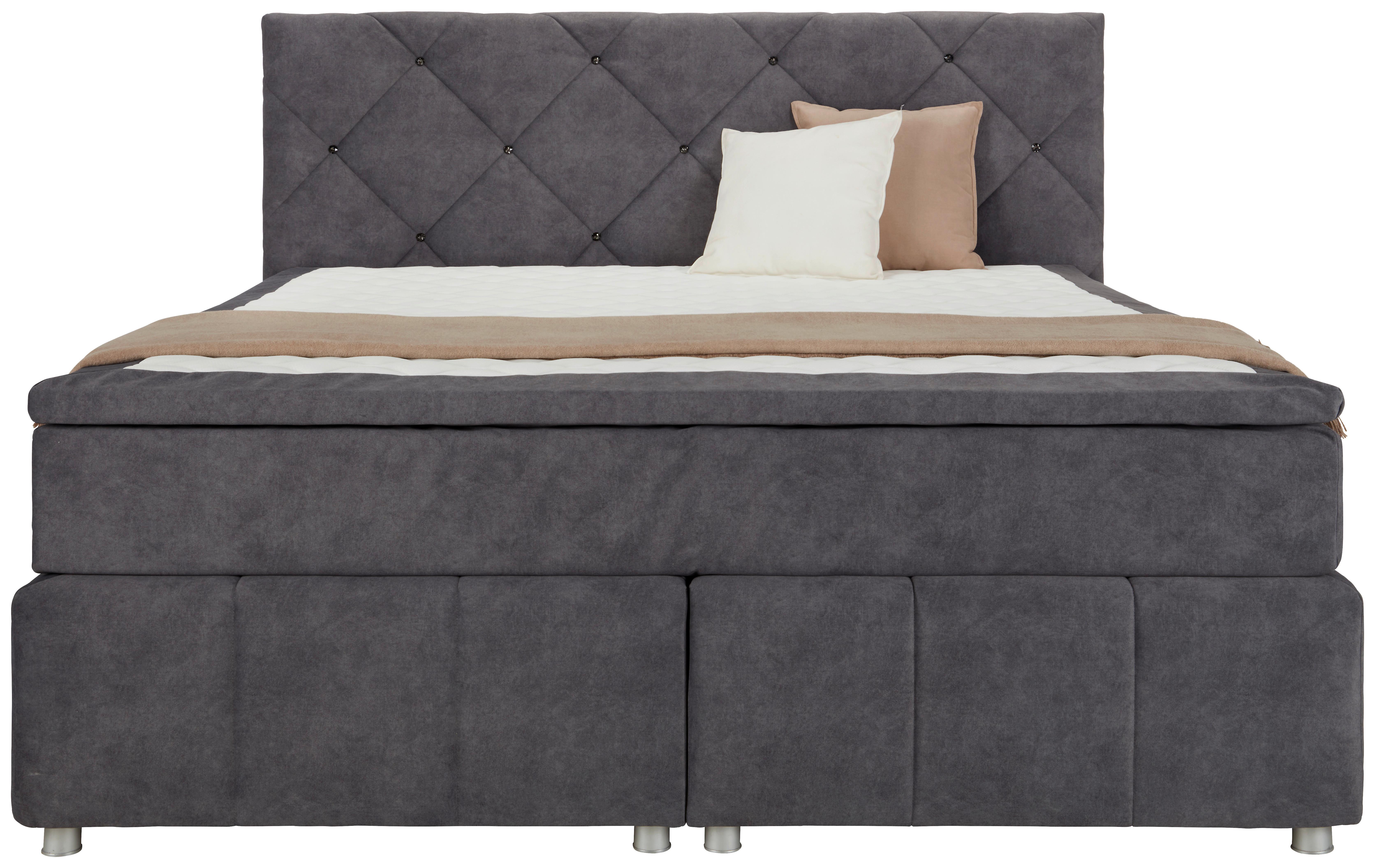 Boxspringbett in Grau ca. 180x200cm - Alufarben/Grau, Lifestyle, Holz/Holzwerkstoff (180/200cm) - Modern Living