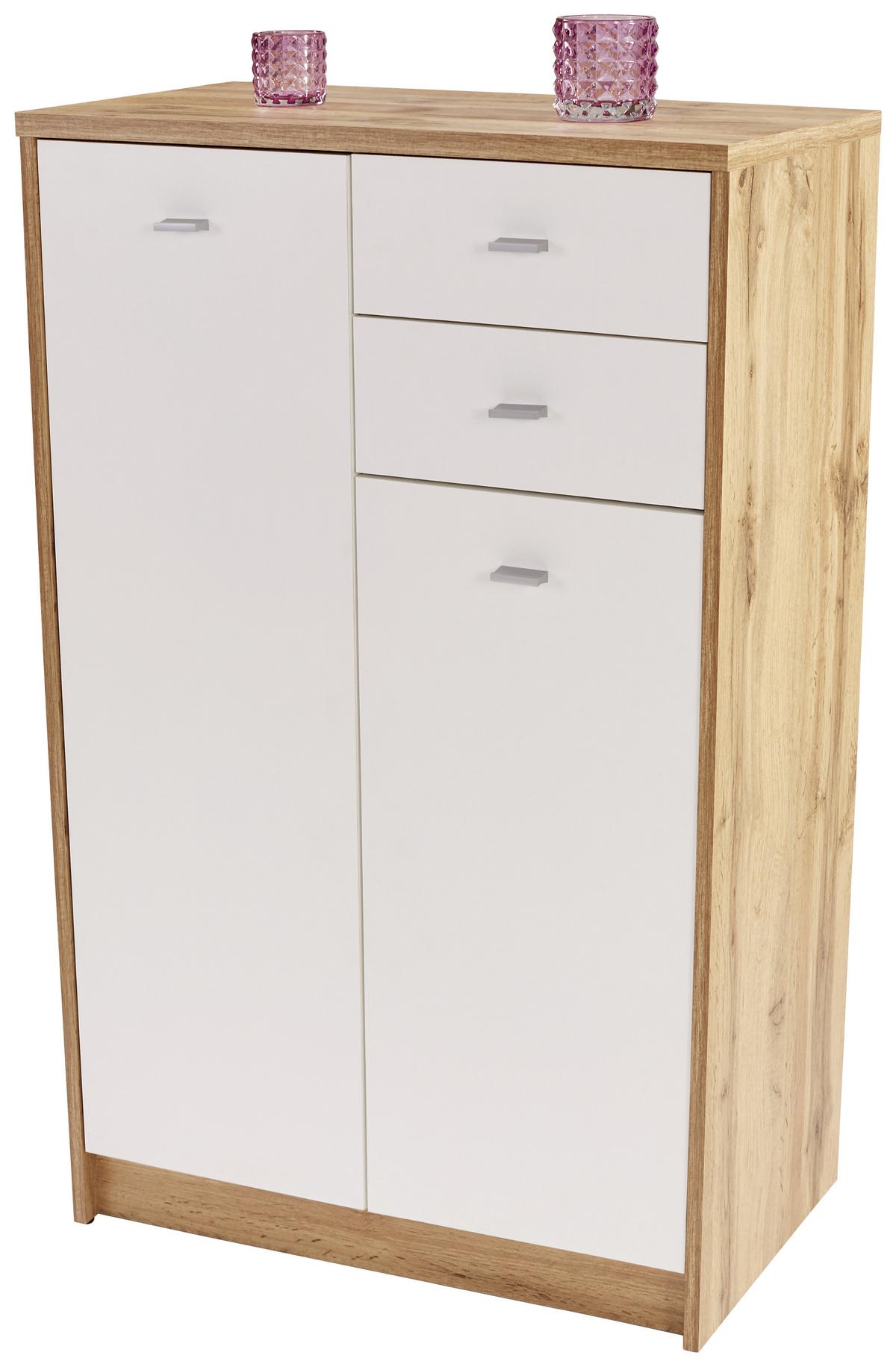 Komoda 4-you New, Bela, Barva Hrasta - barve kroma/črna, Moderno, umetna masa/leseni material (74/111,4/35cm) - Mömax