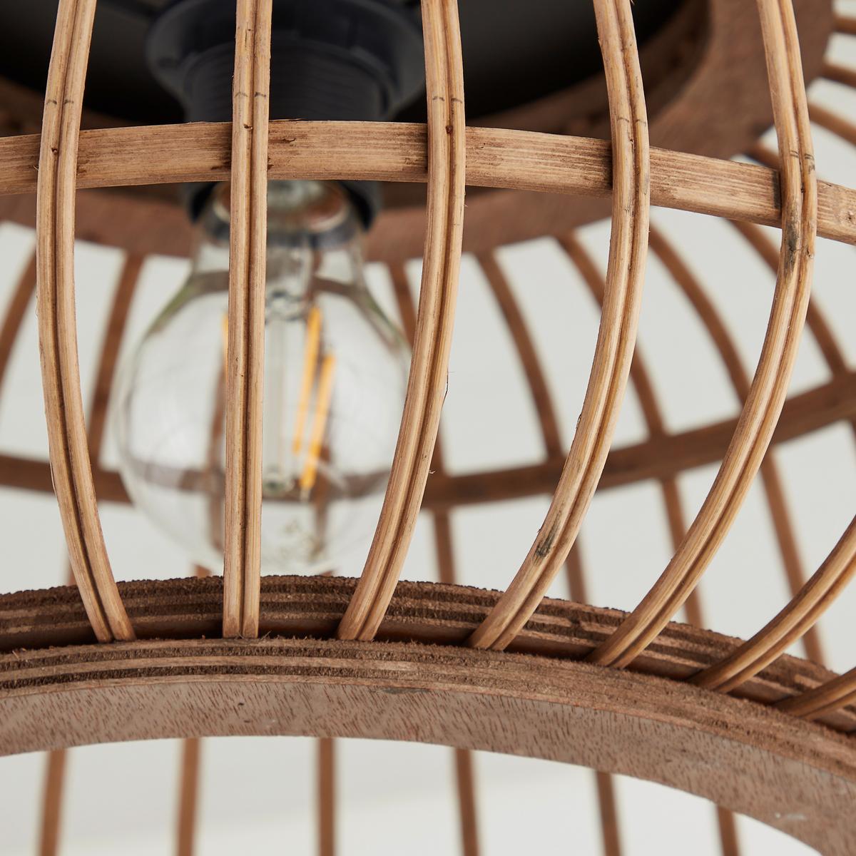 LAMPA SUFITOWA 99617/76 NIKKA DE1 - czarny/brązowy, Natur, metal/drewno (40/24,5cm) - Brilliant