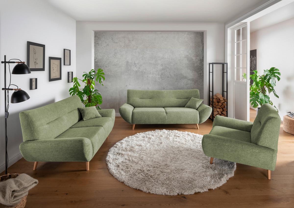2-Sitzer-Sofa Drago Grün Chenille - Wildeiche/Grün, MODERN, Holz/Textil (173/81/90cm) - MID.YOU
