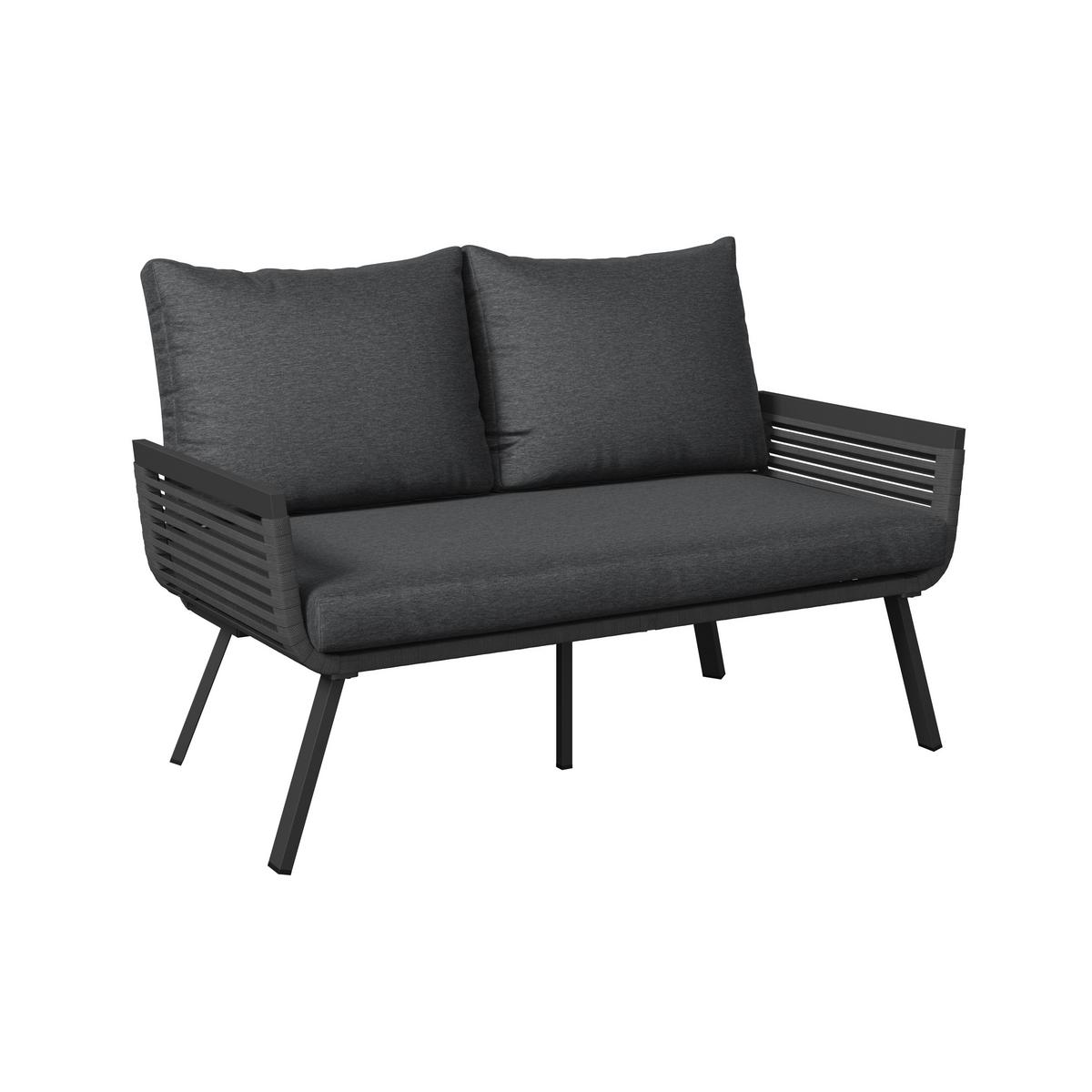 KOMPLET MEBLI TARASOWYCH VICTORIA - antracytowy/czarny, Modern, metal/tkanina (125/74/74cm) - Ambia Garden