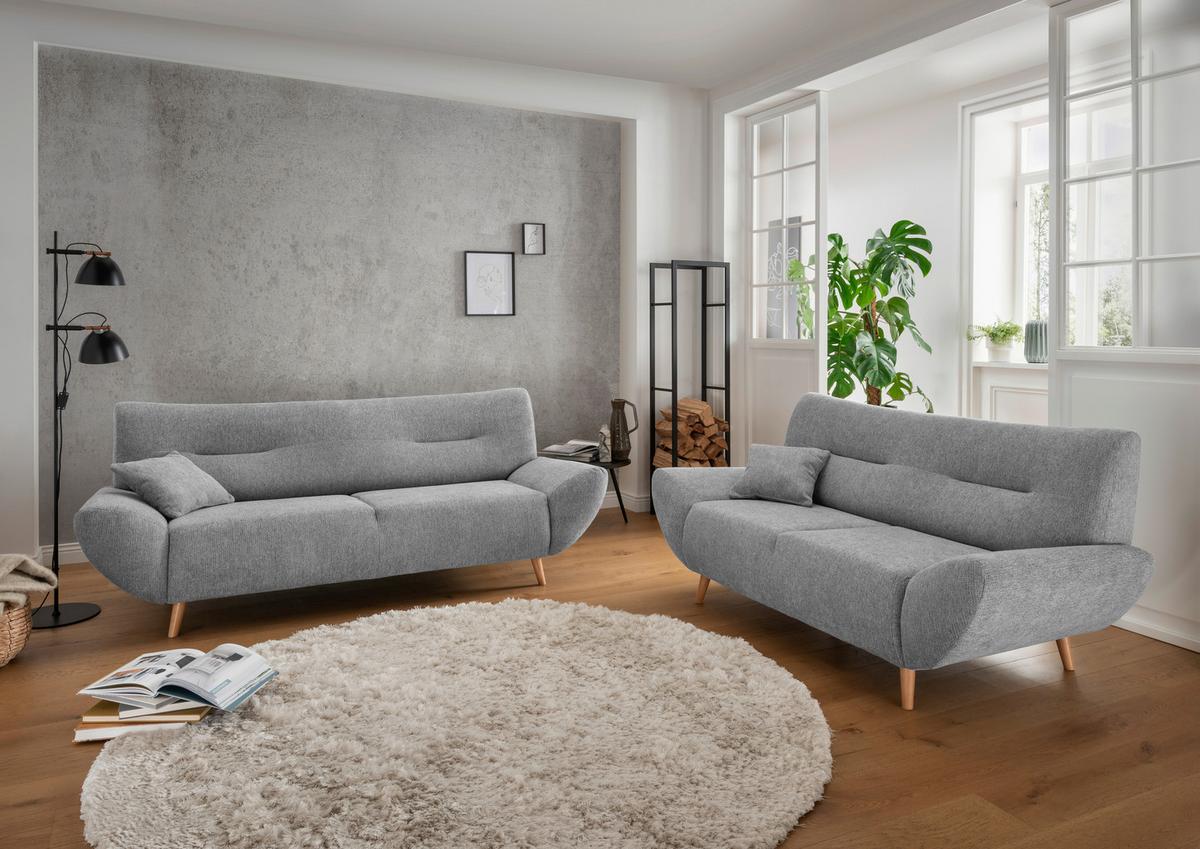 3-Sitzer-Sofa Drago Silberfarben Chenille - Wildeiche/Silberfarben, MODERN, Holz/Textil (205/81/90cm) - MID.YOU