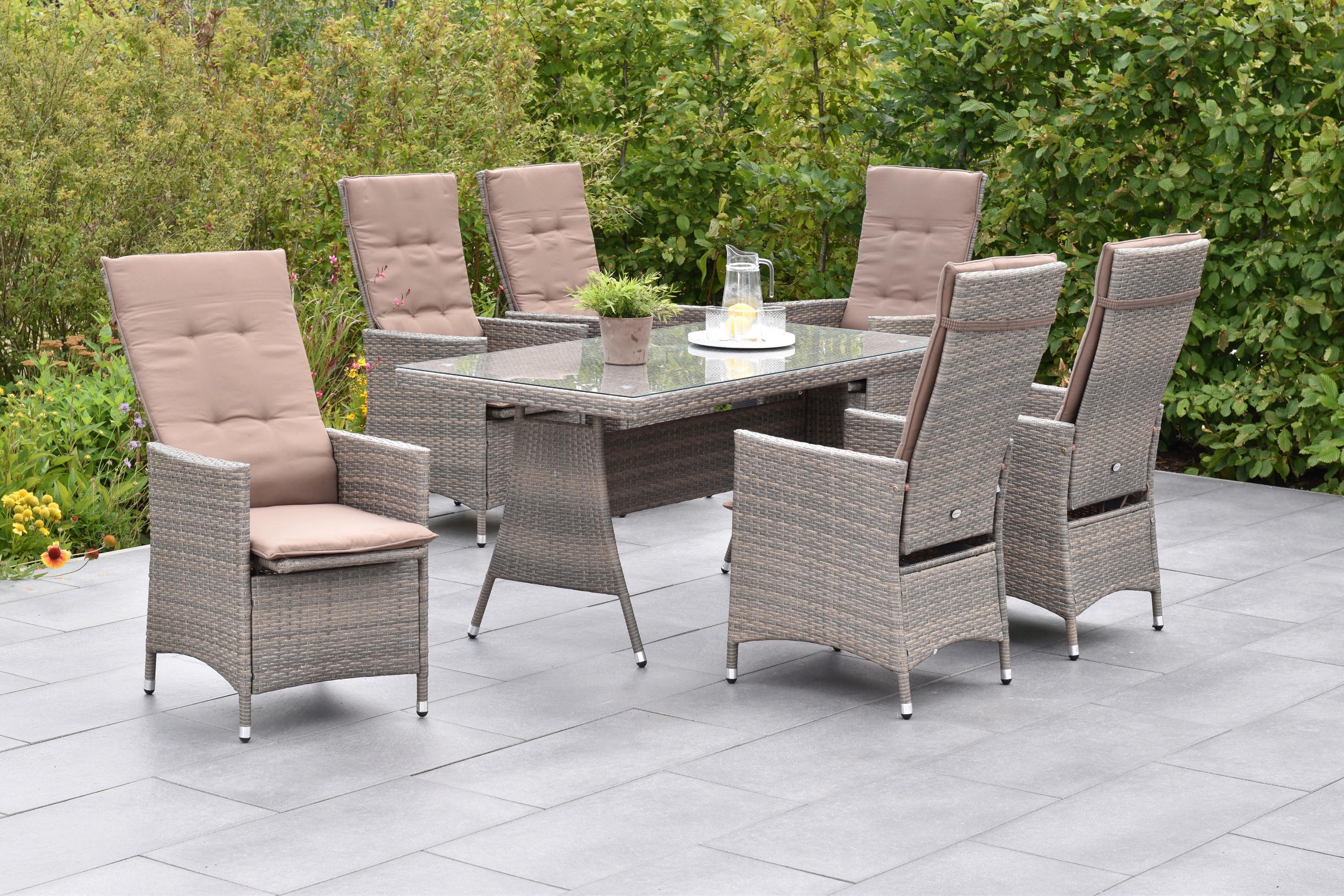 Vrtni Set Valencia, 7-Delni - siva/bež, Moderno, kovina/umetna masa (180/147/183cm) - Gardenson