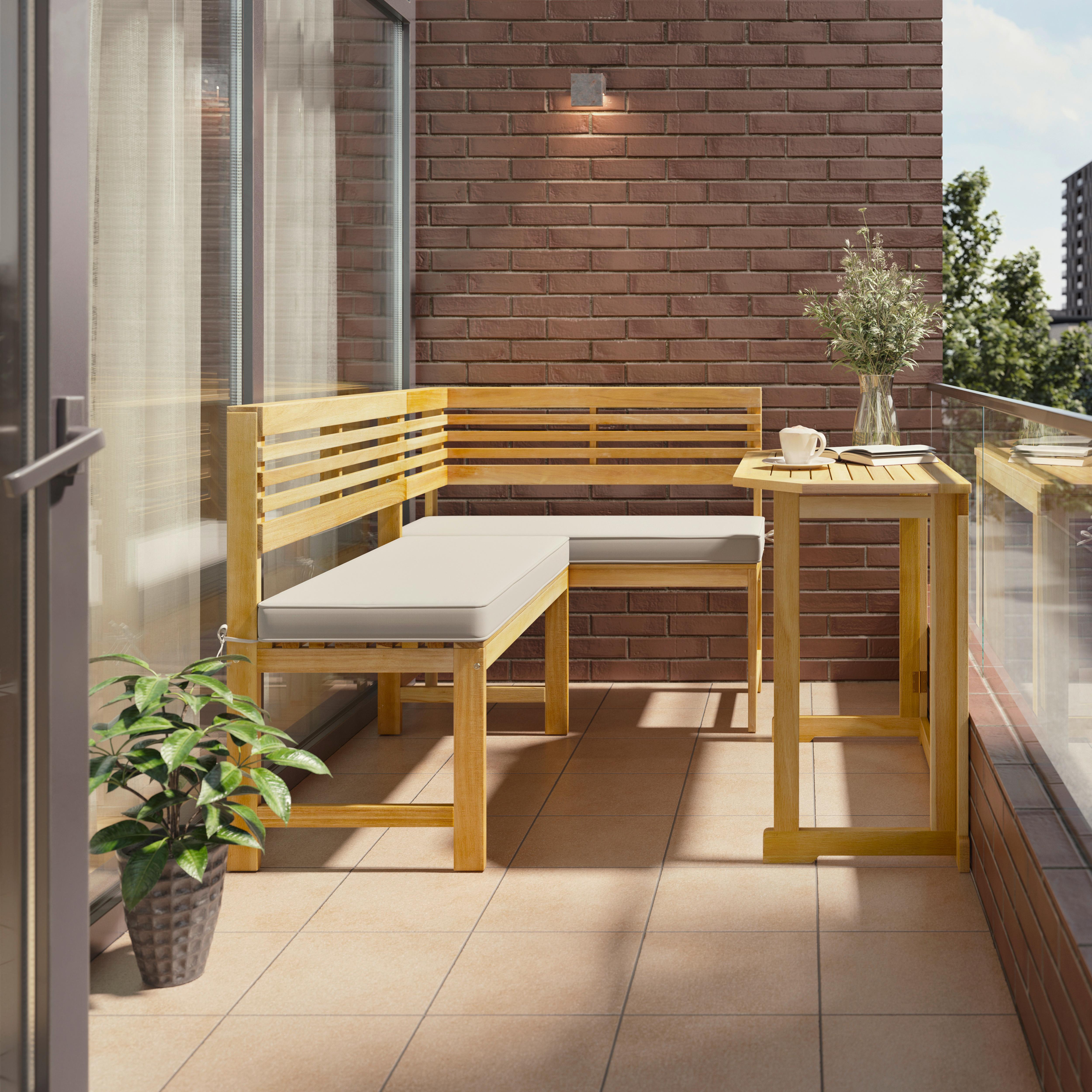 Balkonszett Lia - Szürke/Akácia színű, modern, Fa/Textil - Bessagi Garden