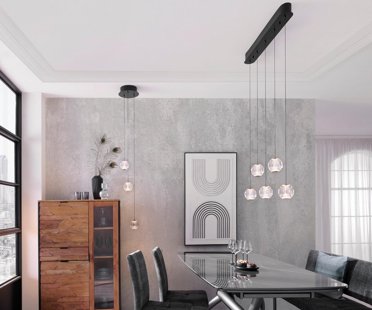 LAMPA WISZĄCA LED NEW YORK *DK* - przejrzysty/czarny, Design, tworzywo sztuczne/metal (25/150cm) - Dieter Knoll