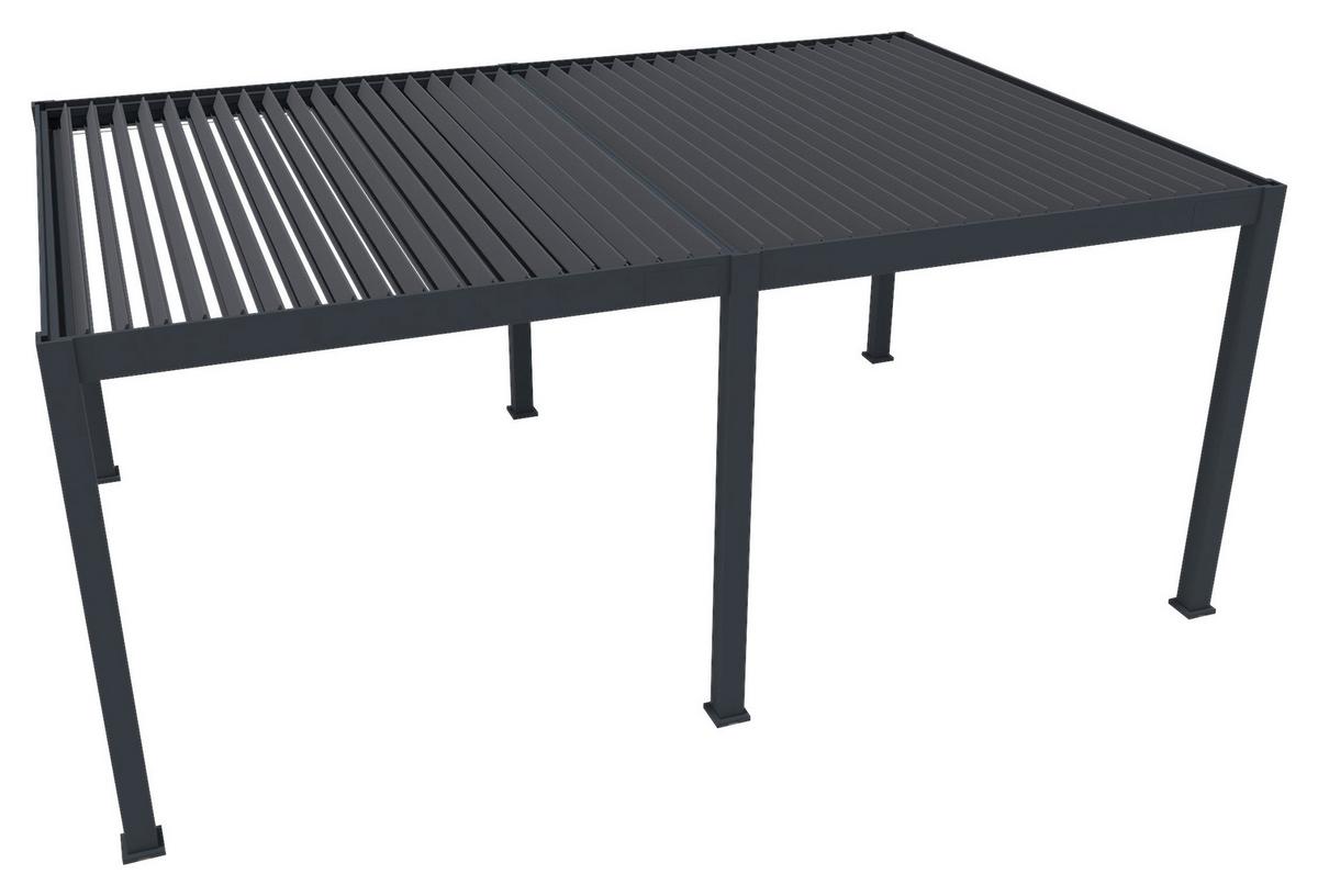 Pergola Deluxe Plus m. LED ca. 600x400 cm Anthr. Netzbetr - Anthrazit, Basics, Metall (600/255/400cm) - Gardenson