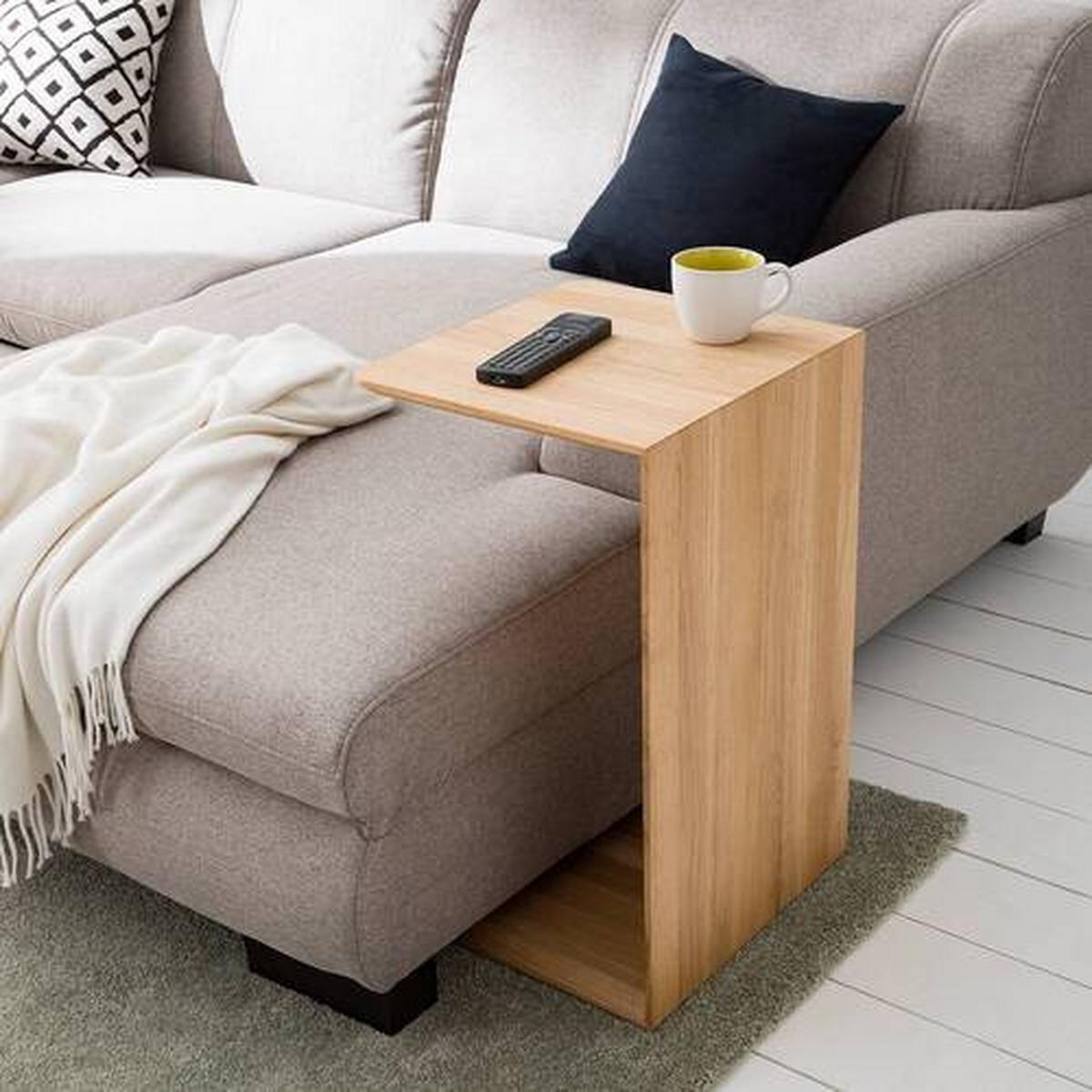 STOLIK BOCZNY ZOLO - kolor dębowy, Natur, drewno (35/38/60cm) - home24
