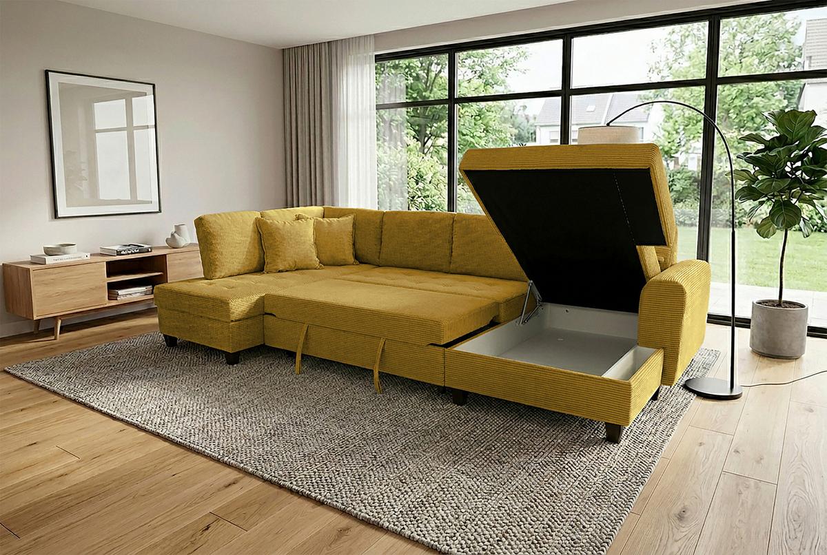Kutna Garnitura Moritz - boje senfa, Trend, tekstil (178/324/155cm) - Modern Living
