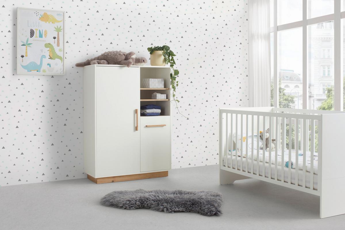 Highboard Luna White in Weiß ca. 93x130x40cm - Weiß/Eiche Artisan, KONVENTIONELL, Holzwerkstoff (93/130/40cm) - Roba