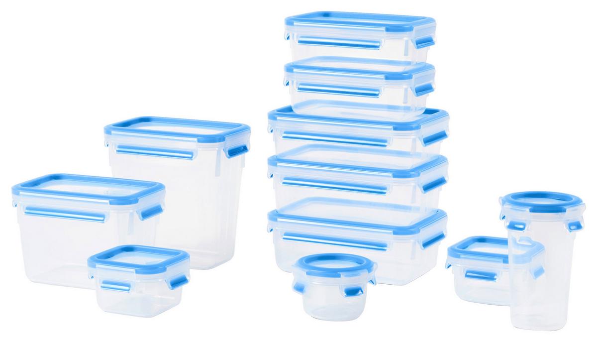 ZESTAW POJEMNIKÓW DO ŻYWNOŚCI N1031800 - przejrzysty/jasnoniebieski, Basics, tworzywo sztuczne - Emsa
