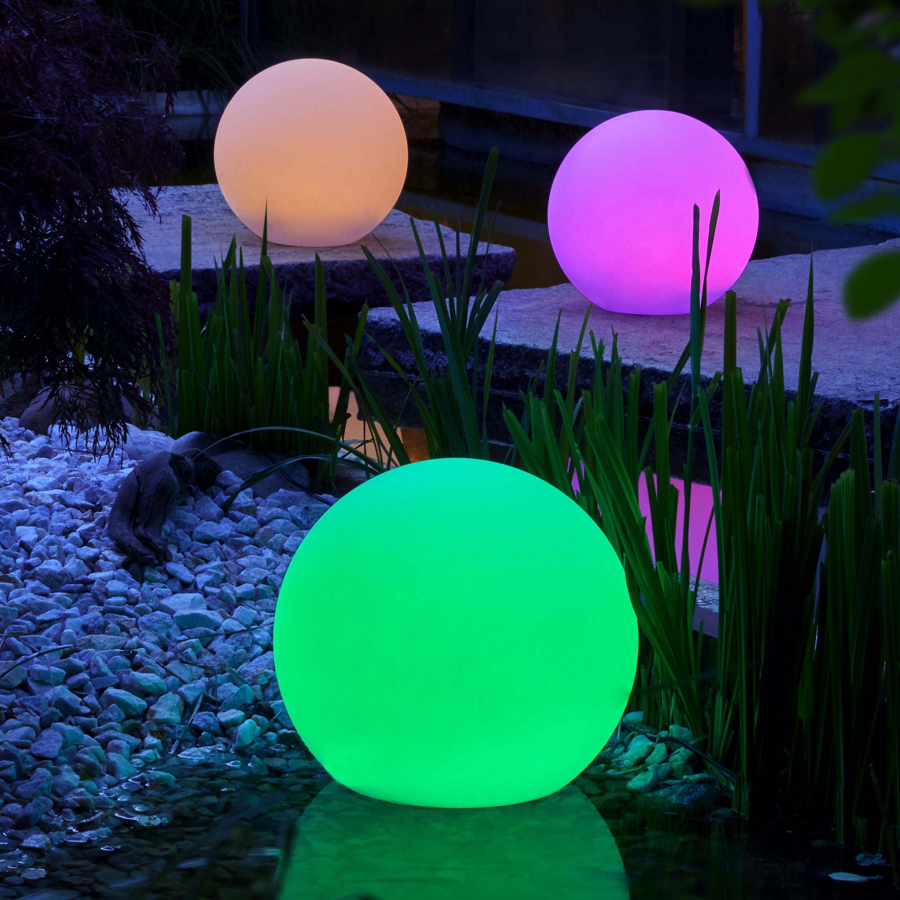 Solarleuchte in Weiß Ø ca. 30 cm 'Ben' - Weiß, MODERN, Kunststoff (30/30cm) - Bessagi Garden