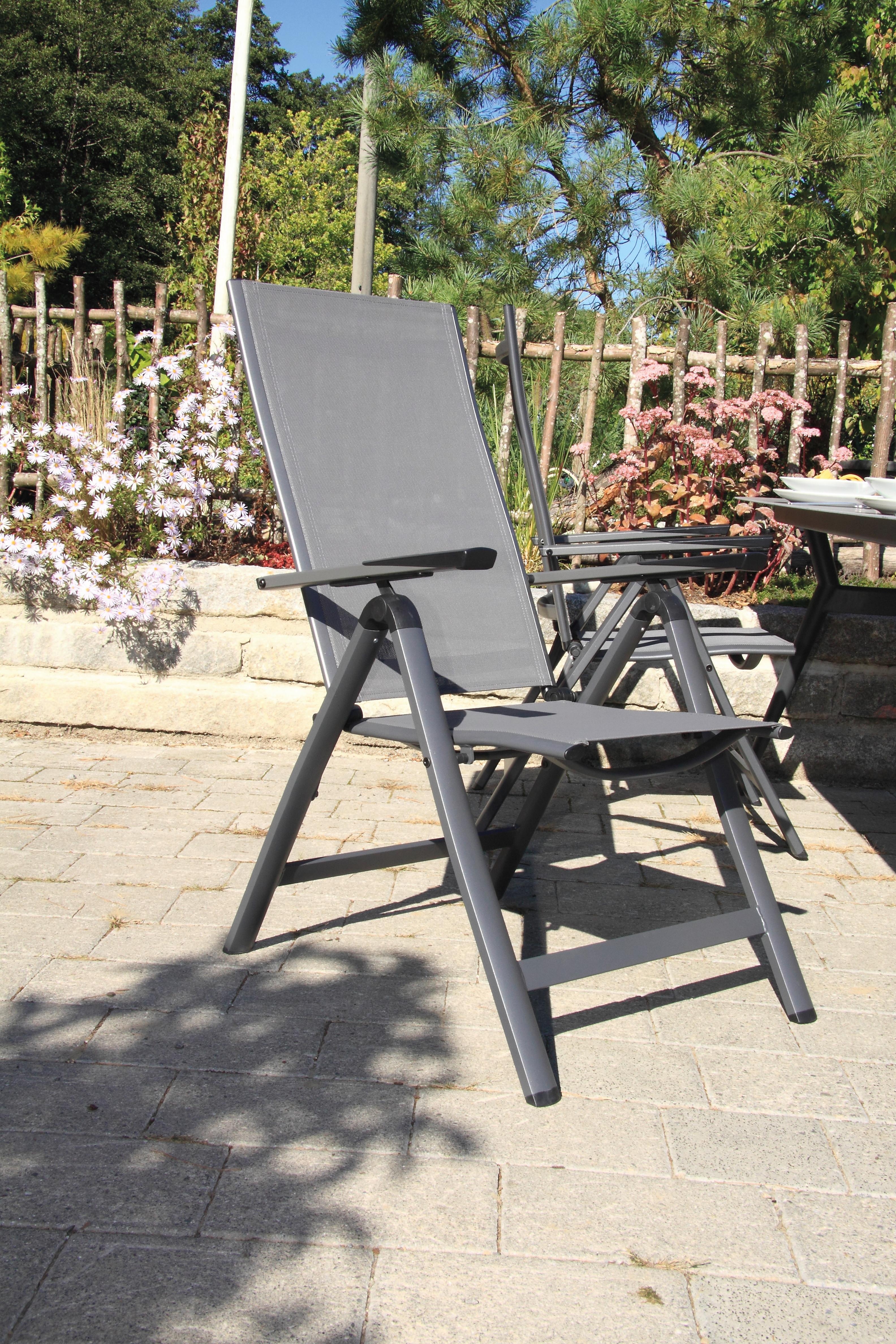 Gartensessel Acamp Spring Anthrazit Metall/Textil - Anthrazit/Schwarz, Basics, Textil/Metall (59/110/70cm) - Acamp