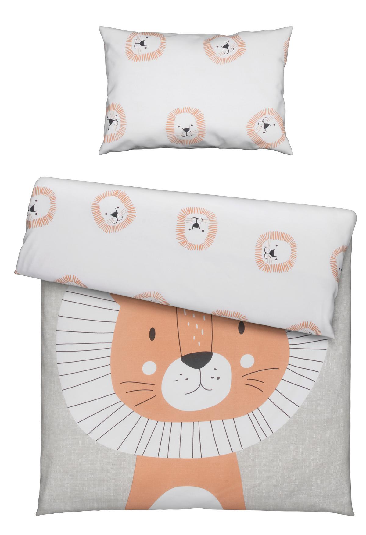 POŚCIEL NIEMOWLĘCA BEDRUCKT, LÖWE, - szary, Basics, tkanina (100/135cm) - Patinio