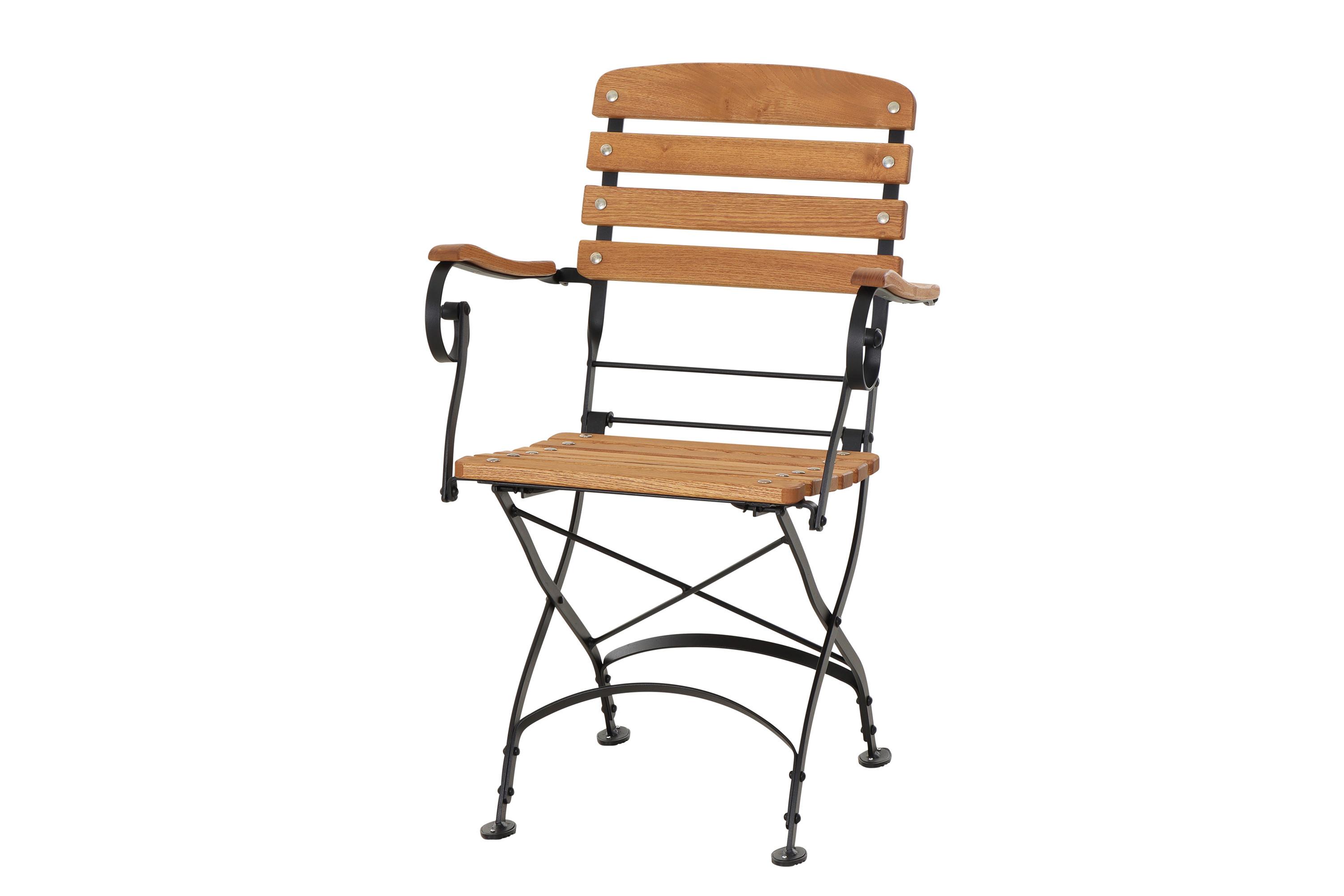 Gartenklappsessel Robinienfarbe Echtholz - Robinienfarben/Schwarz, KONVENTIONELL, Holz/Metall (60/87/57cm) - Siena Garden