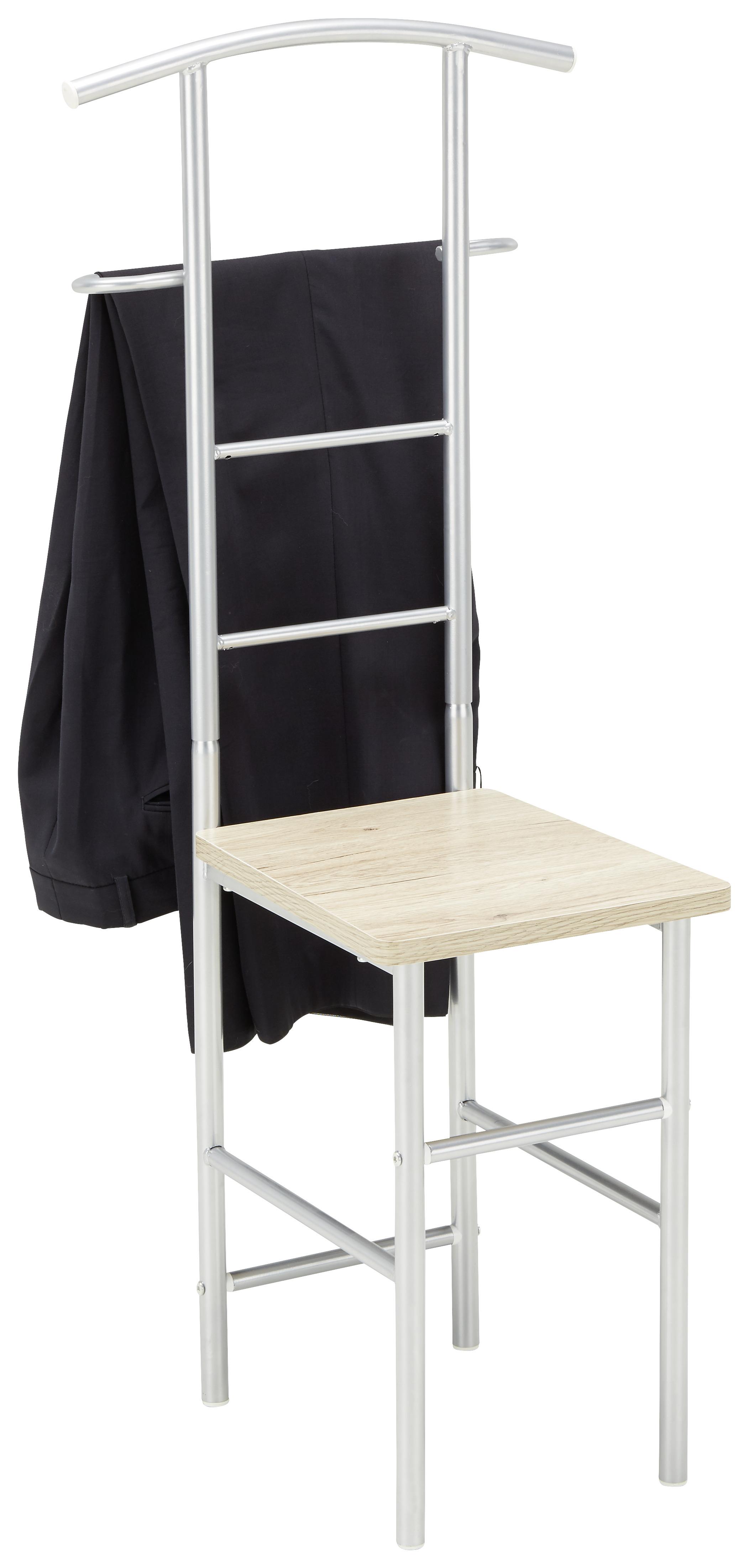 Herrendiener in Eichefarben - Eichefarben/Alufarben, MODERN, Holzwerkstoff/Metall (46/109/46cm) - Mömax
