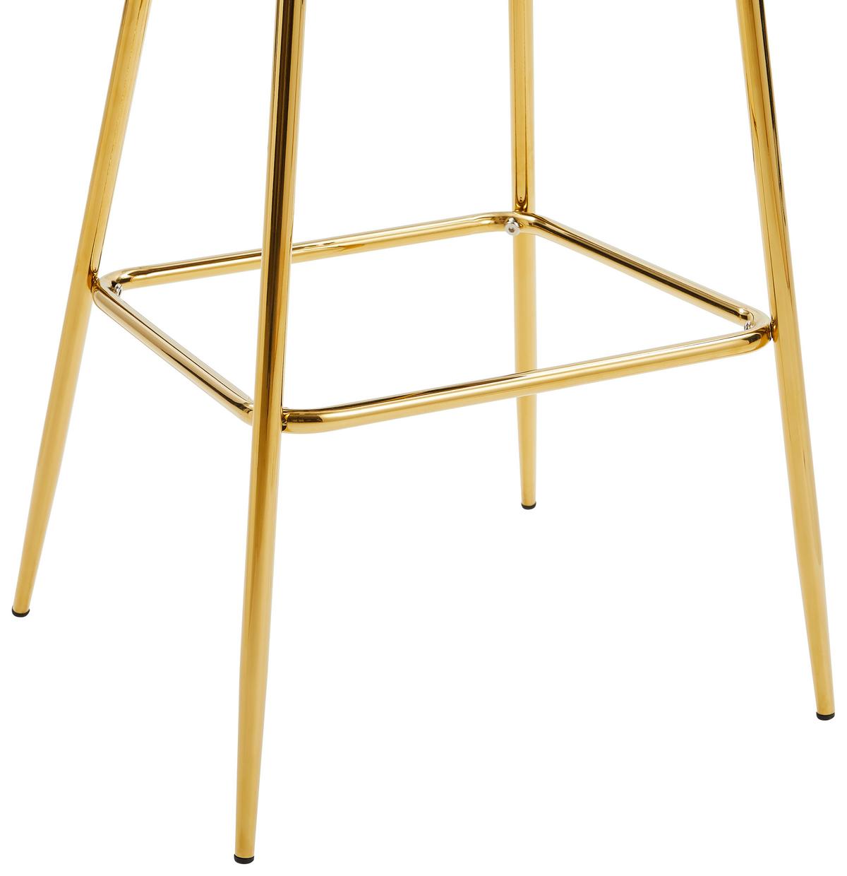 STOŁEK BAROWY ADRIANO BAR - kolor złoty/taupe, Modern, metal/drewno (47/104/55cm) - Livetastic