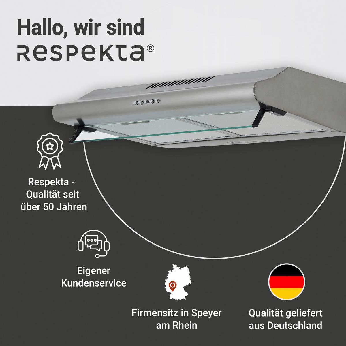 Dunstabzugshaube Tila ca. 60/13/50 cm Edelstahlfarben - Edelstahlfarben, Trend, Glas/Metall (60/13/50cm) - Respekta