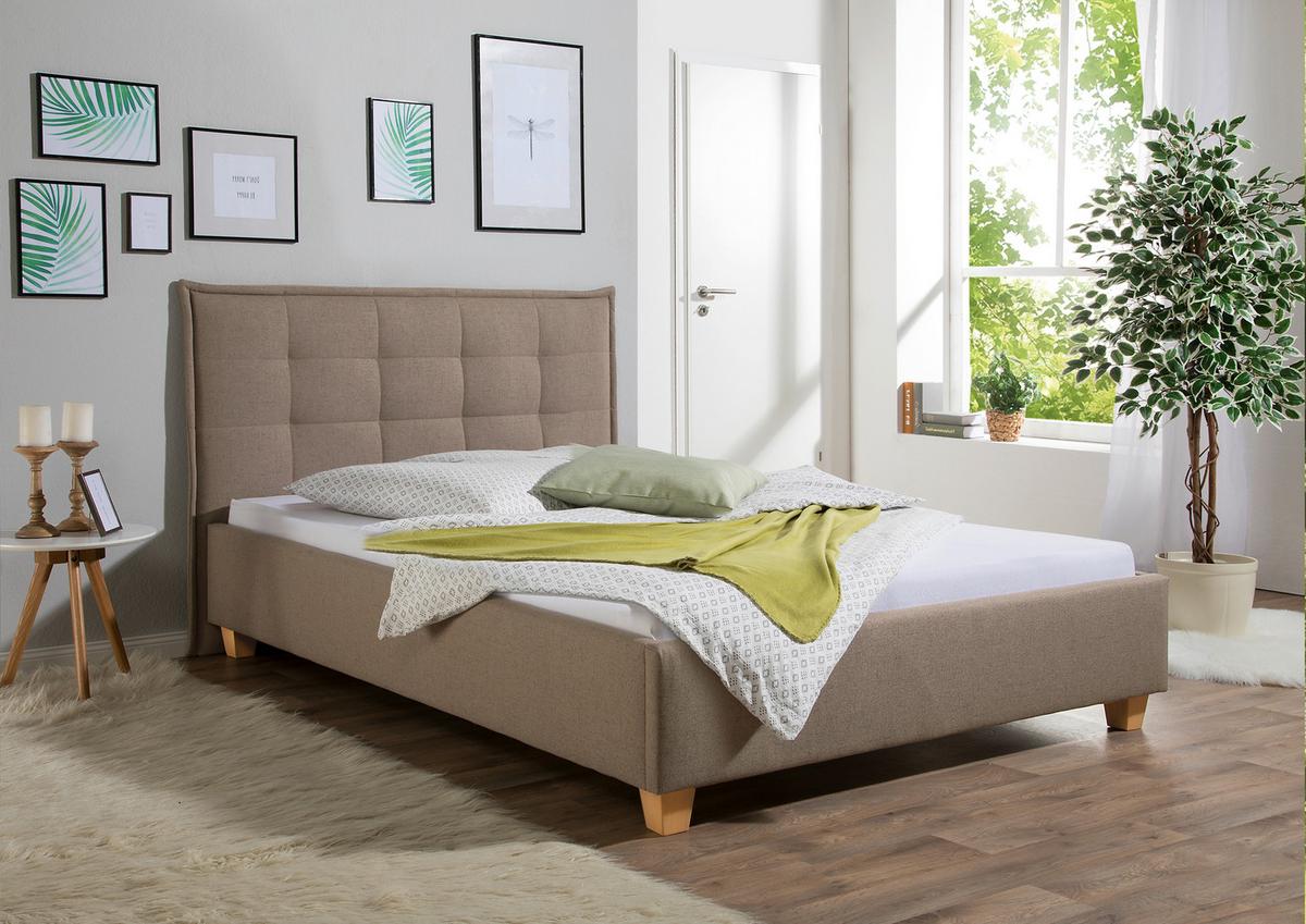 Polsterbett Tracy Hellbraun ca. 140x200 cm - Hellbraun/Naturfarben, MODERN, Holz/Textil (140/200cm) - Livetastic