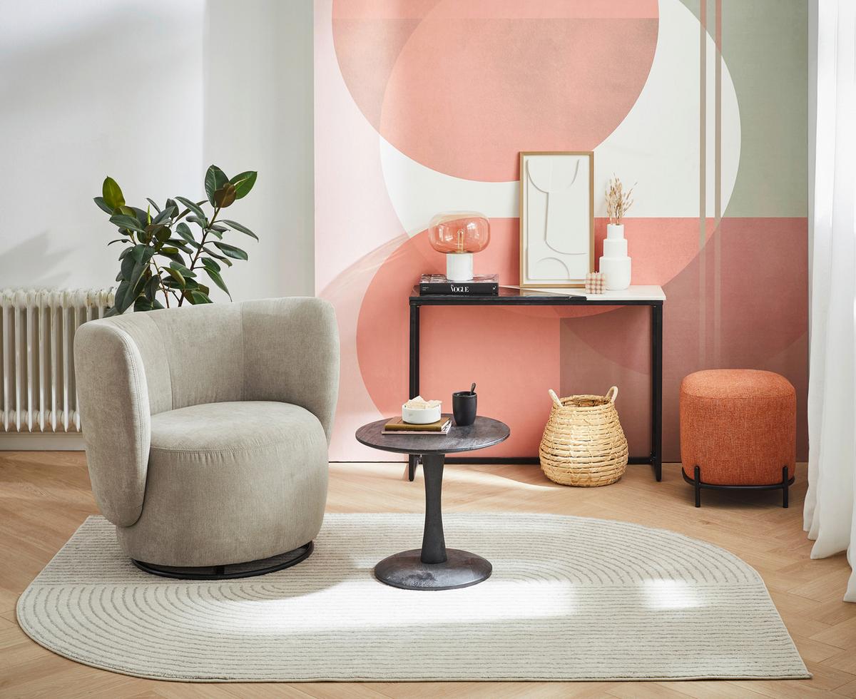 Cocktailsessel Boli Sandfarben - Sandfarben/Schwarz, Design, Textil/Metall (92/80/84cm) - Livetastic